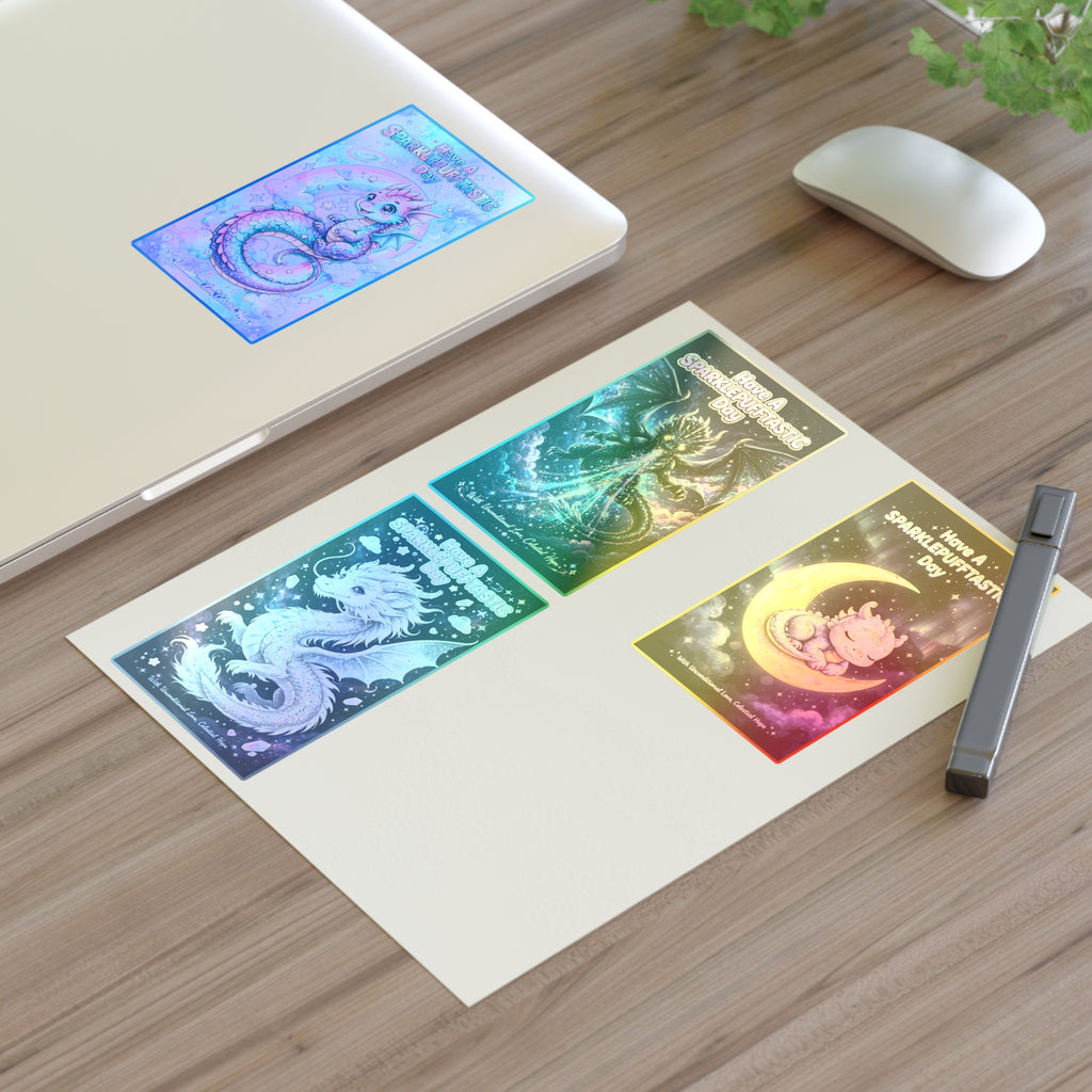 Whimsical Cosmic Dragons Sticker Sheet | Fantasy Celestial Stickers