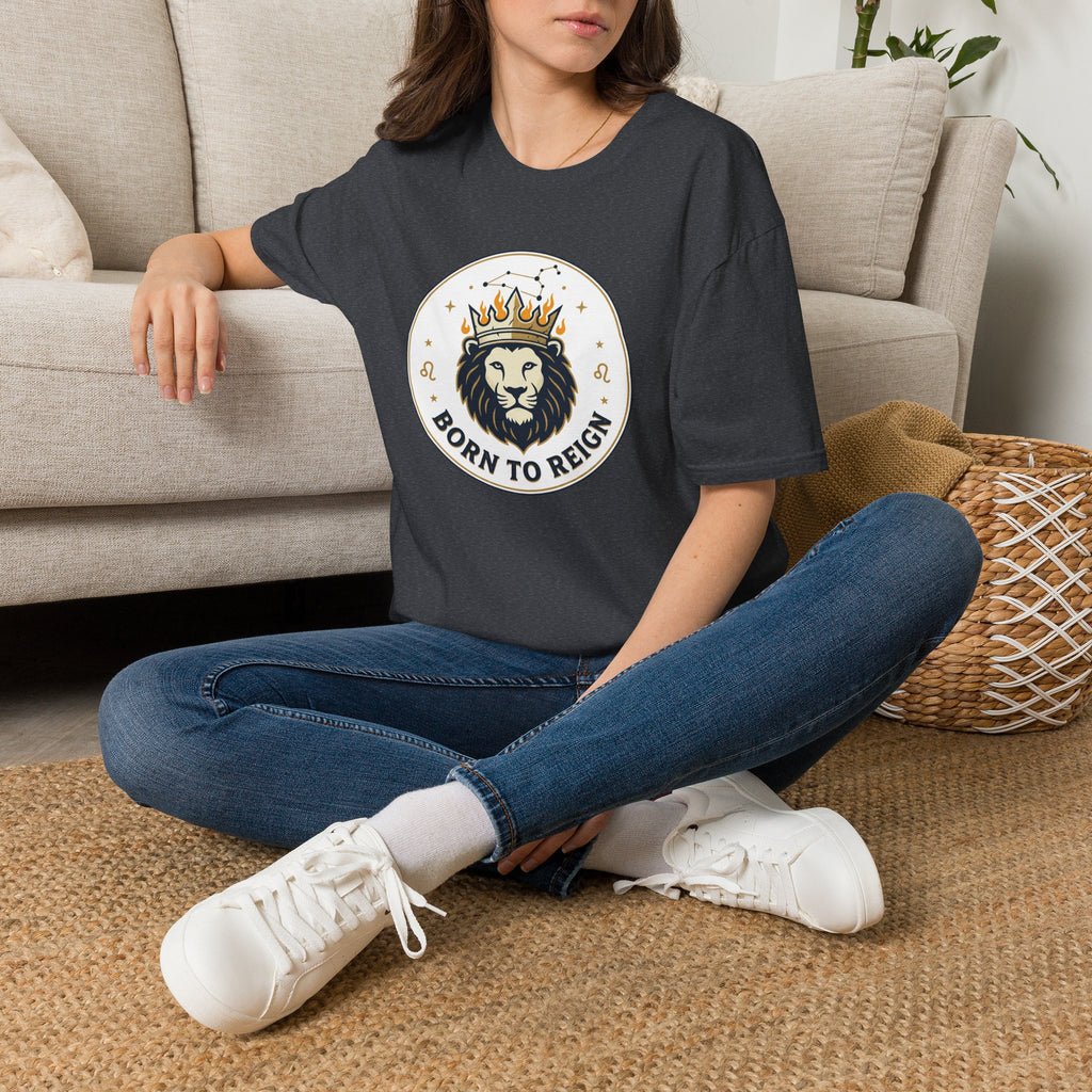 Born to Reign Lion Crown T-Shirt | Leo Zodiac Constellation Tee