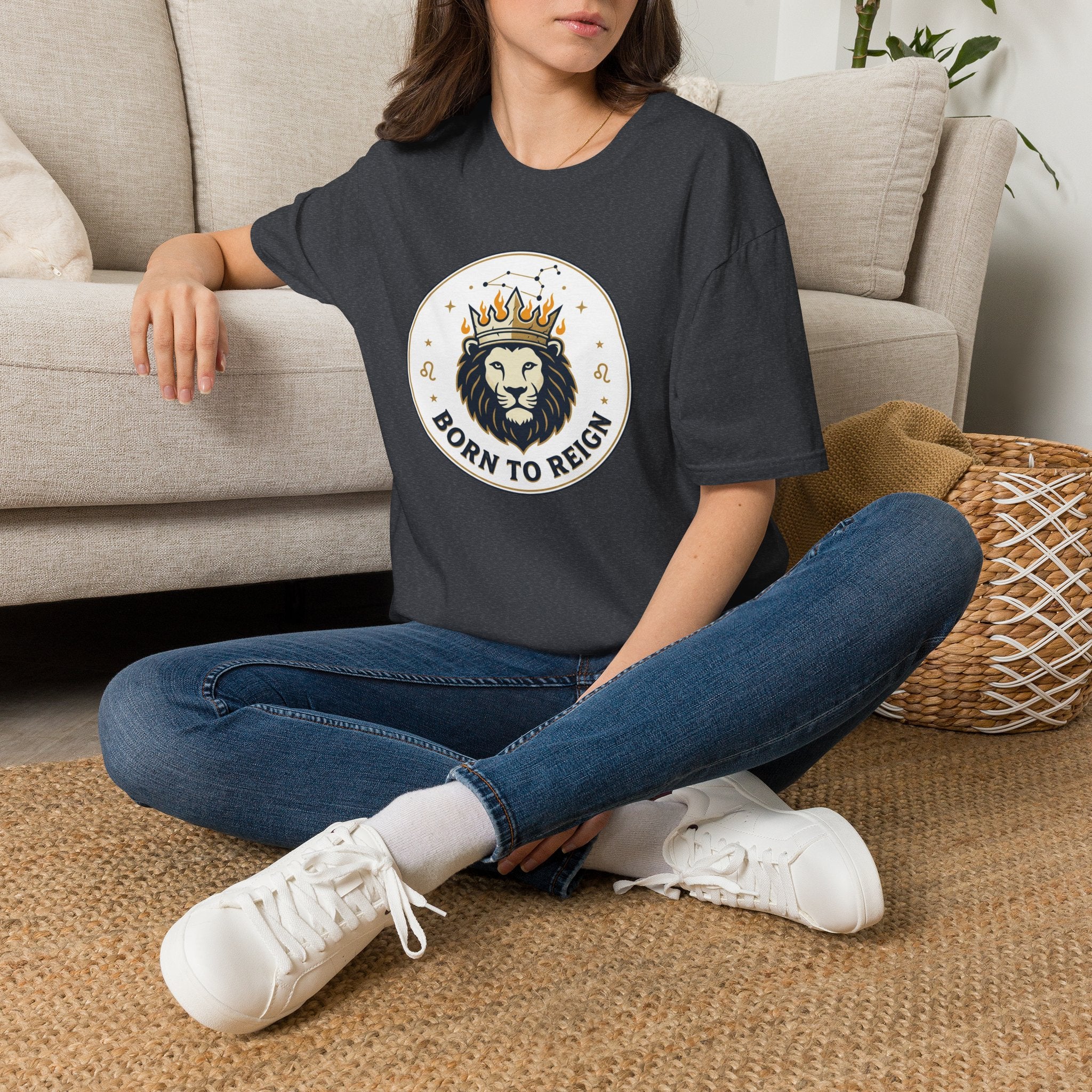 Born to Reign Lion Crown T-Shirt | Leo Zodiac Constellation Tee