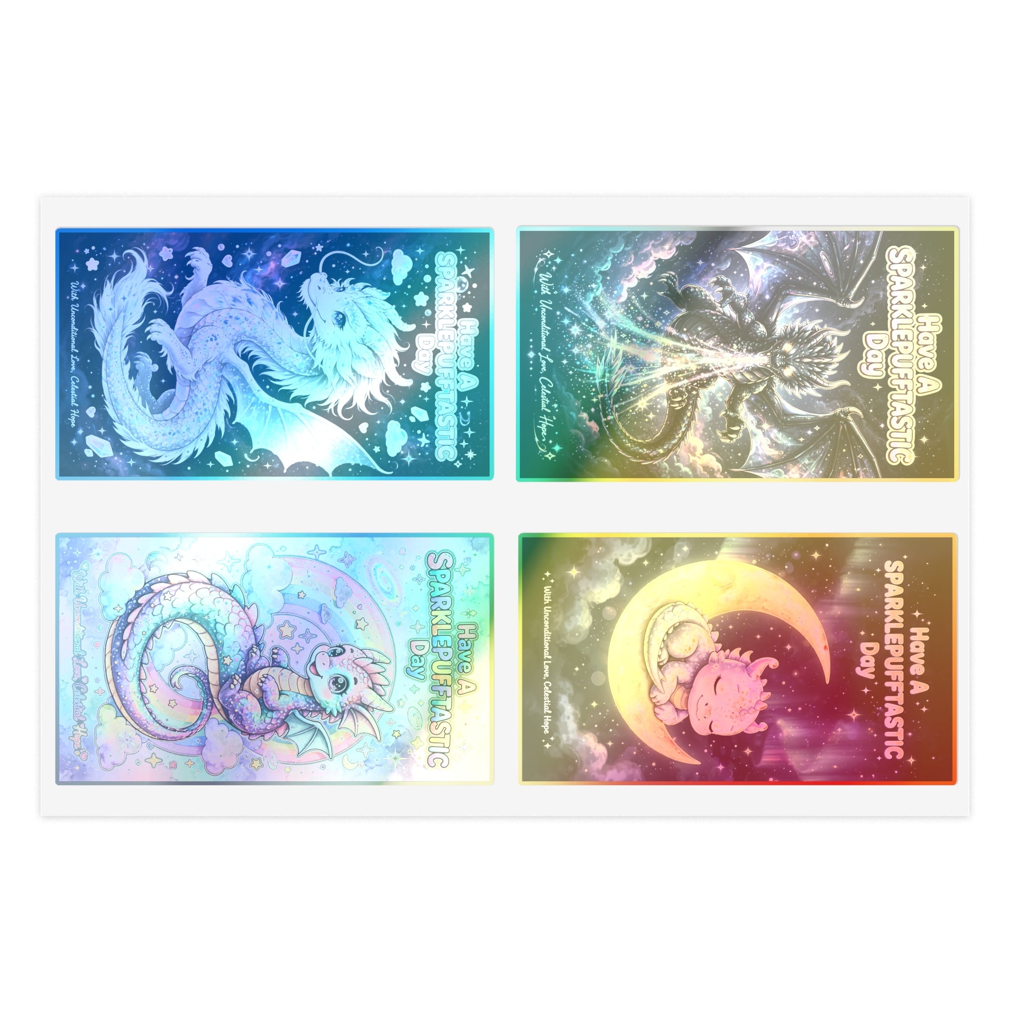 Whimsical Cosmic Dragons Sticker Sheet | Fantasy Celestial Stickers