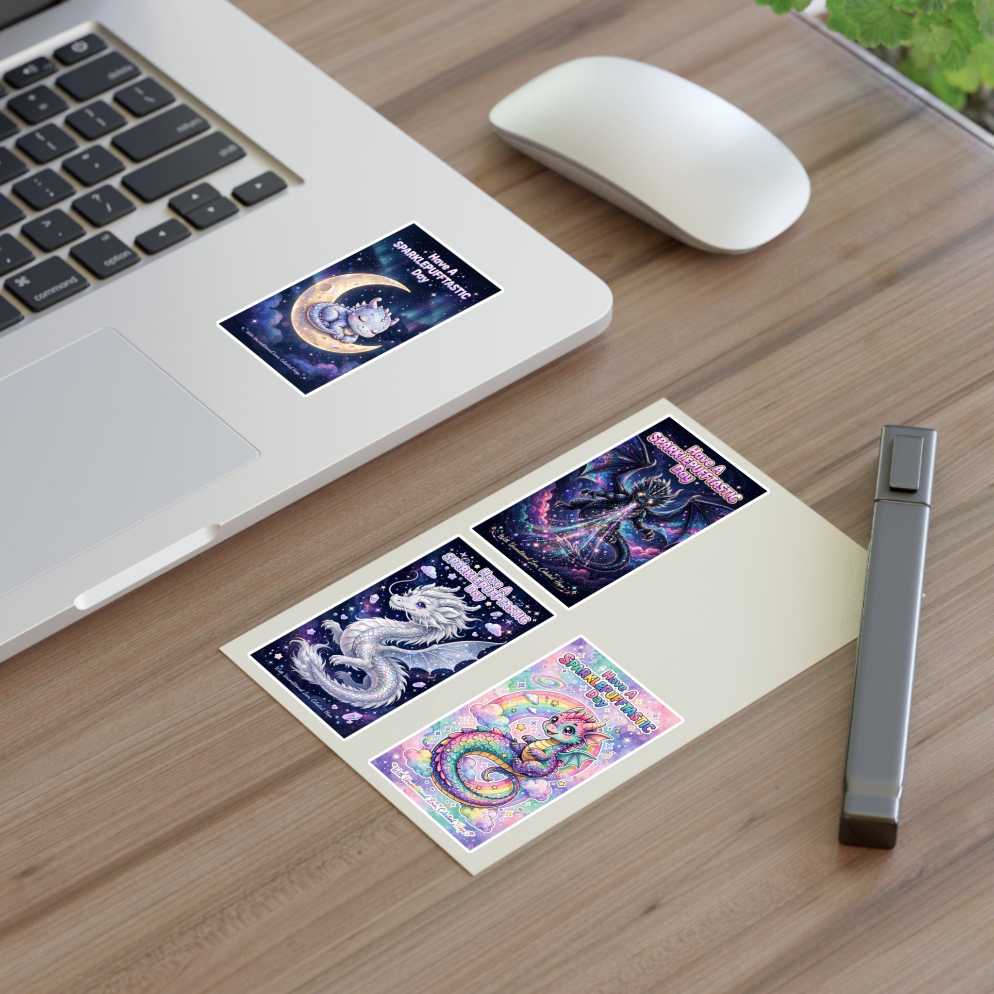 Whimsical Cosmic Dragons Sticker Sheet | Fantasy Celestial Stickers