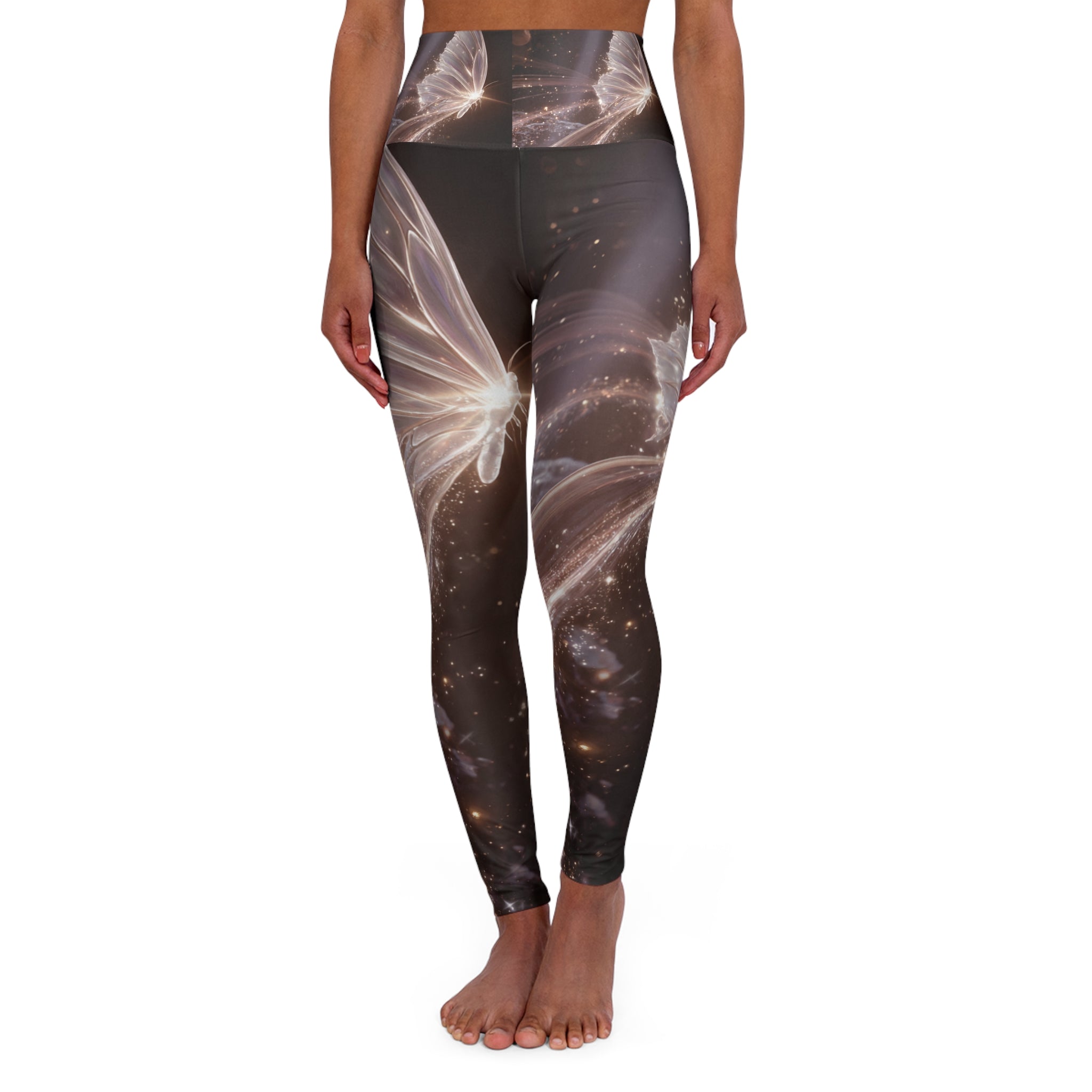 Ethereal Butterflies High Waisted Yoga Leggings | Galaxy Sparkle AOP