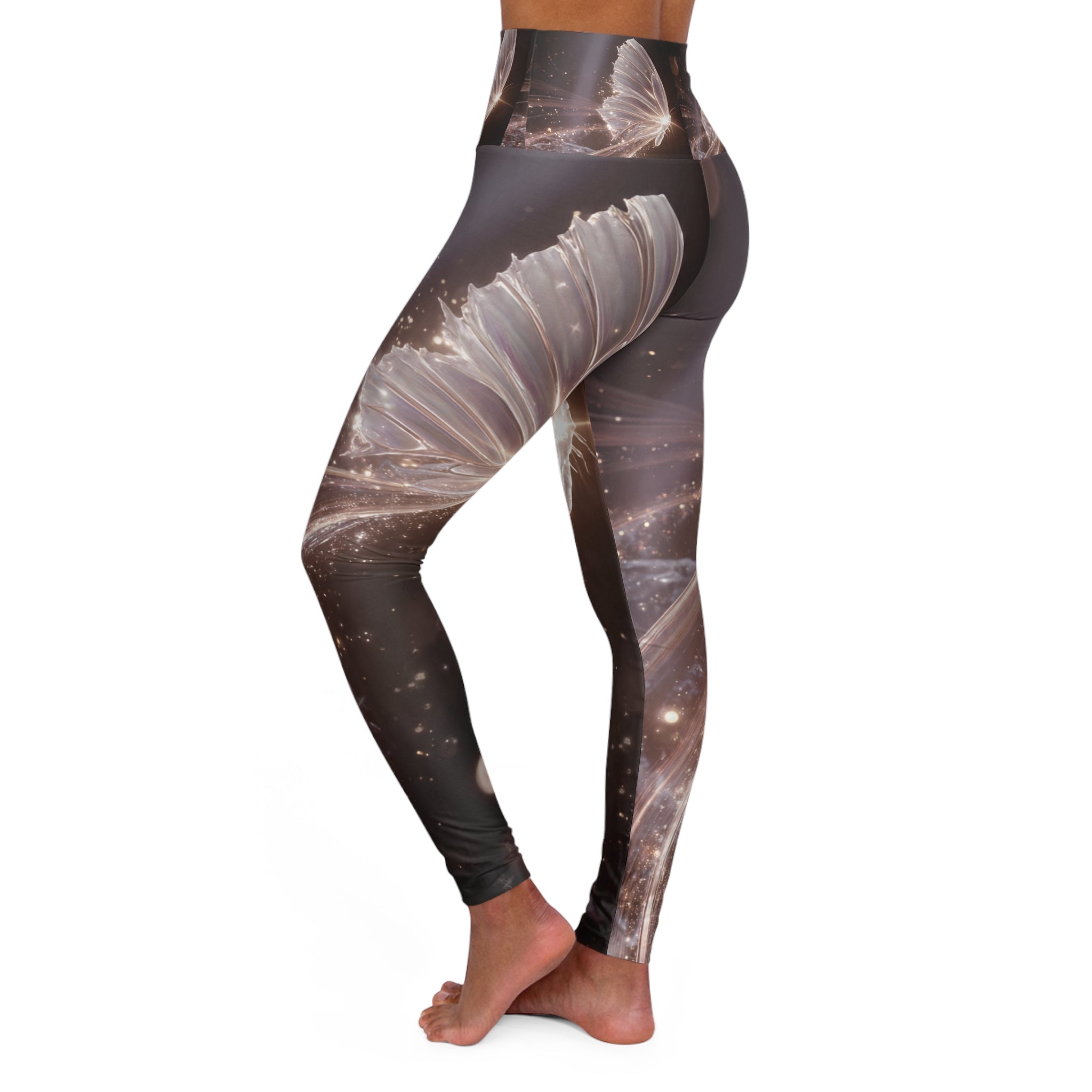 Ethereal Butterflies High Waisted Yoga Leggings | Galaxy Sparkle AOP