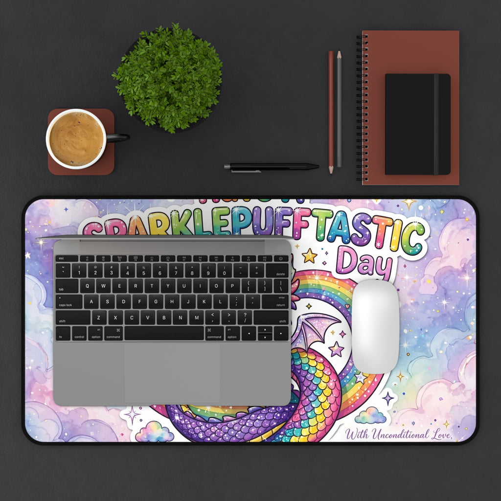 Sparklepuff Dragon Desk Mat | Rainbow Cute Mouse Pad