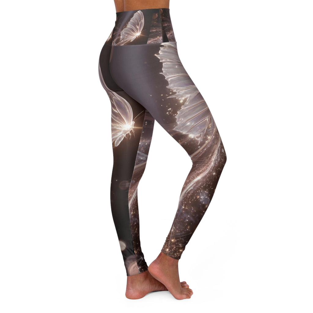 Ethereal Butterflies High Waisted Yoga Leggings | Galaxy Sparkle AOP