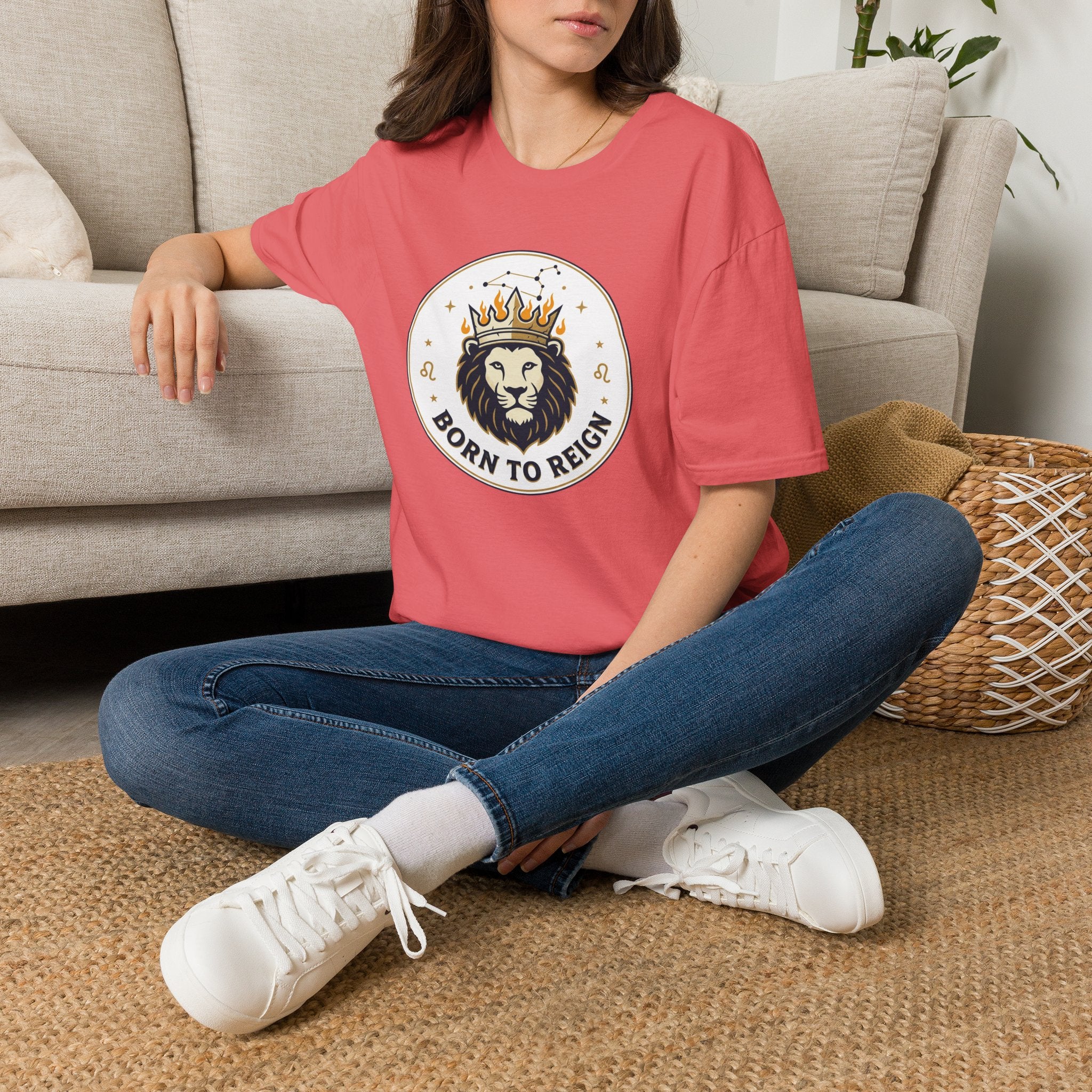Born to Reign Lion Crown T-Shirt | Leo Zodiac Constellation Tee