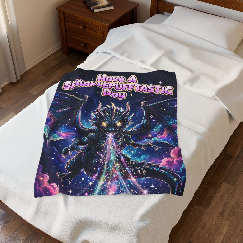 Sparklepuff Dragon Have A Sparklepufftastic Day Blanket | Velveteen Plush