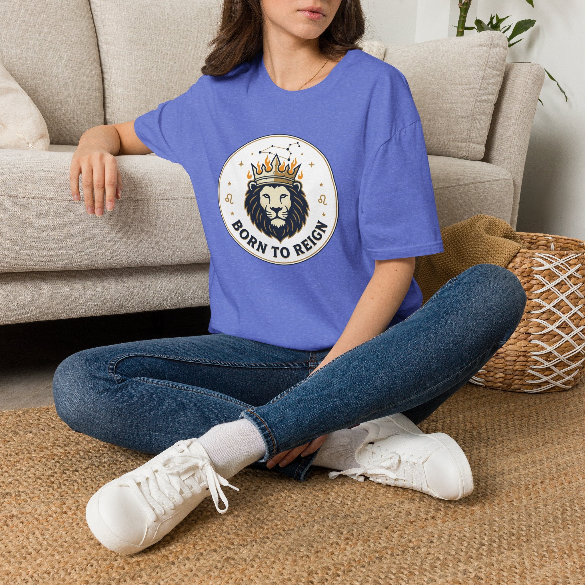 Born to Reign Lion Crown T-Shirt | Leo Zodiac Constellation Tee