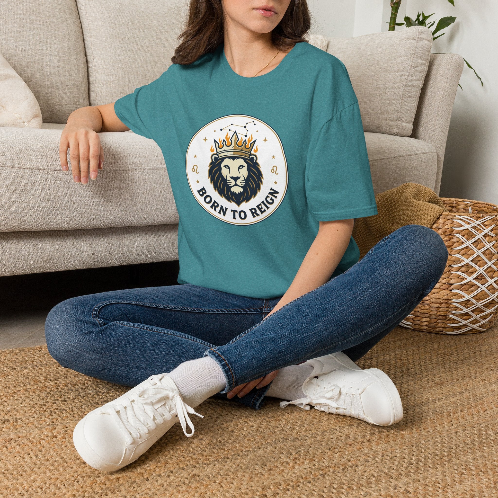 Born to Reign Lion Crown T-Shirt | Leo Zodiac Constellation Tee