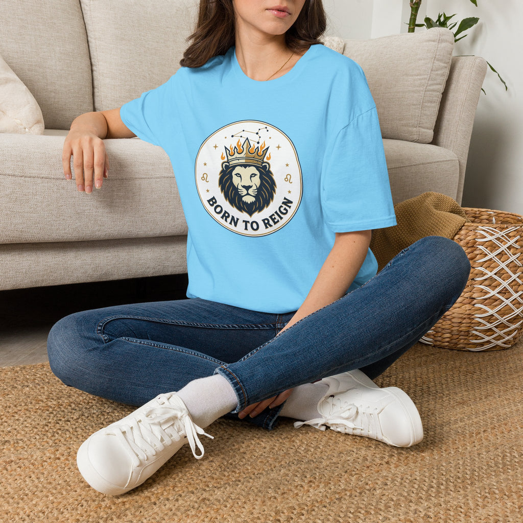Born to Reign Lion Crown T-Shirt | Leo Zodiac Constellation Tee