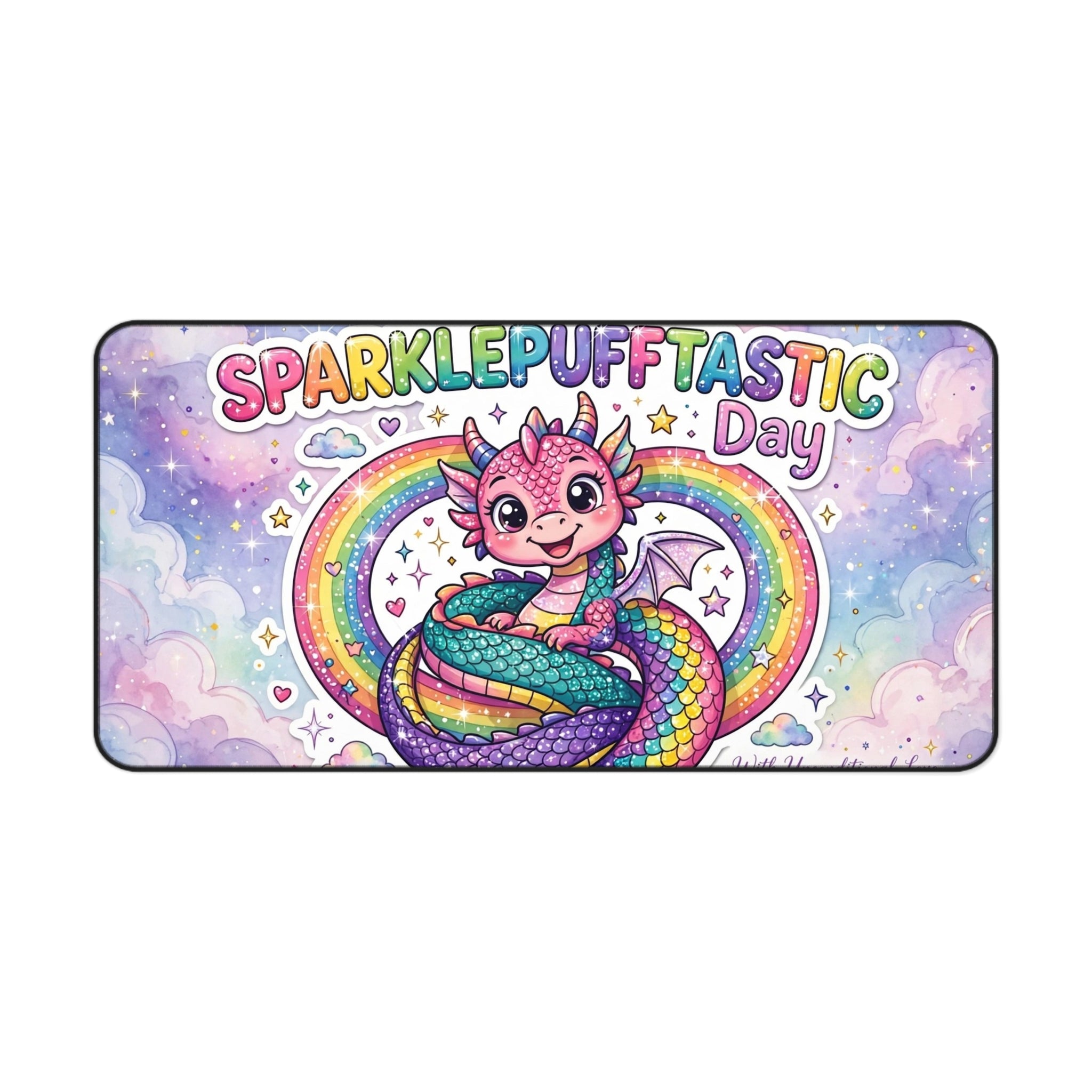 Sparklepuff Dragon Desk Mat | Rainbow Cute Mouse Pad