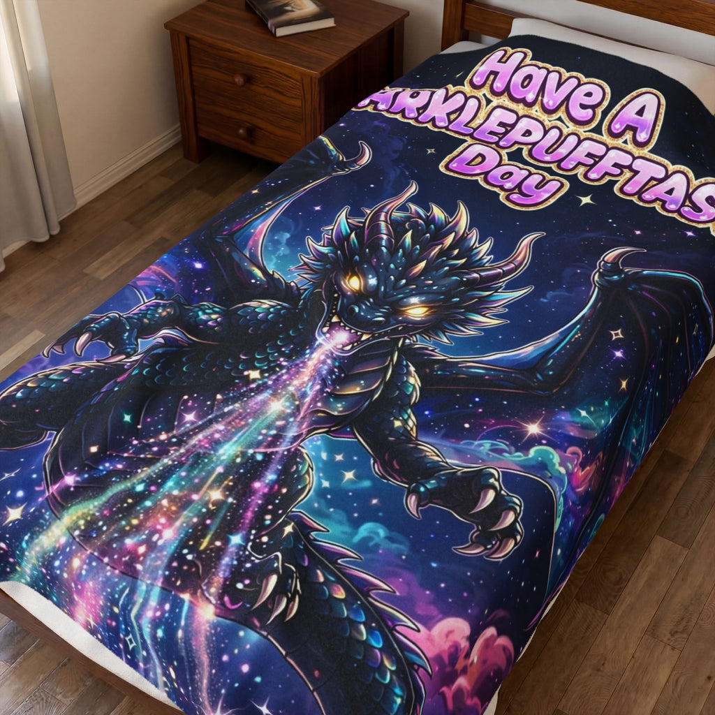 Sparklepuff Dragon Have A Sparklepufftastic Day Blanket | Velveteen Plush