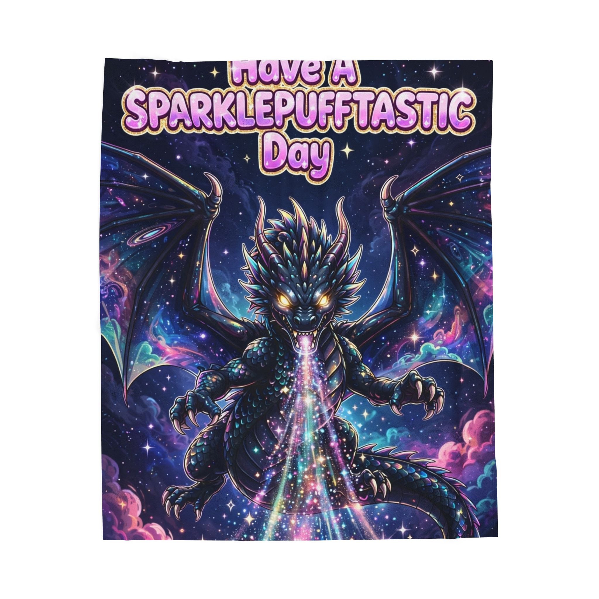 Sparklepuff Dragon Have A Sparklepufftastic Day Blanket | Velveteen Plush