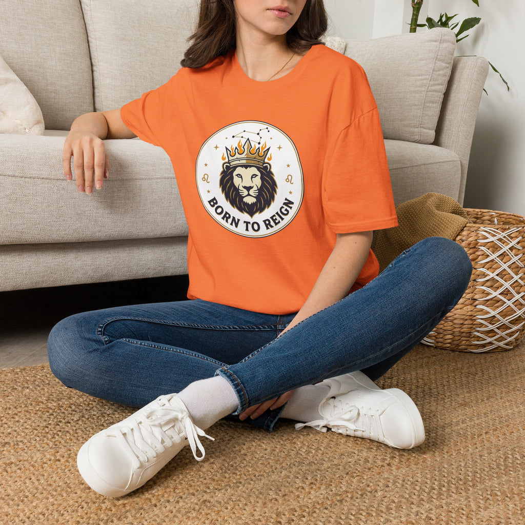 Born to Reign Lion Crown T-Shirt | Leo Zodiac Constellation Tee