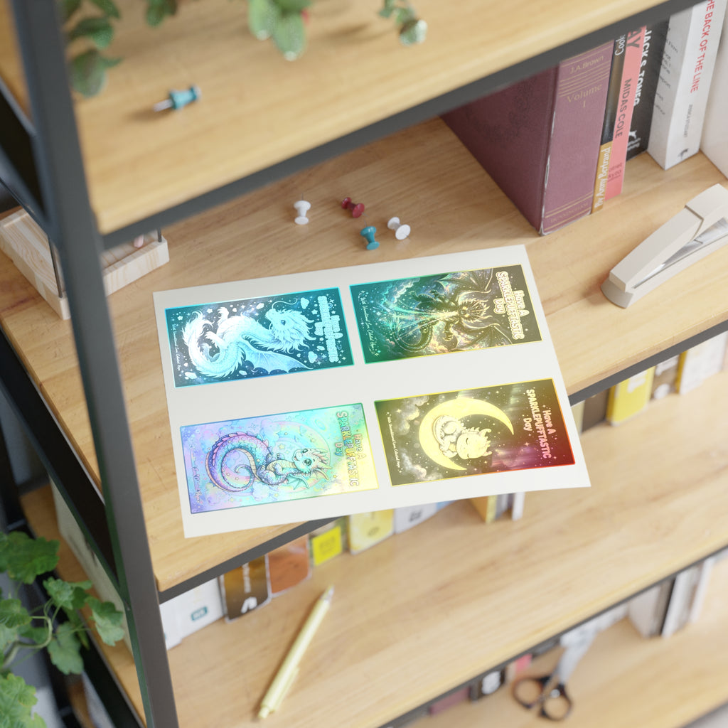 Whimsical Cosmic Dragons Sticker Sheet | Fantasy Celestial Stickers