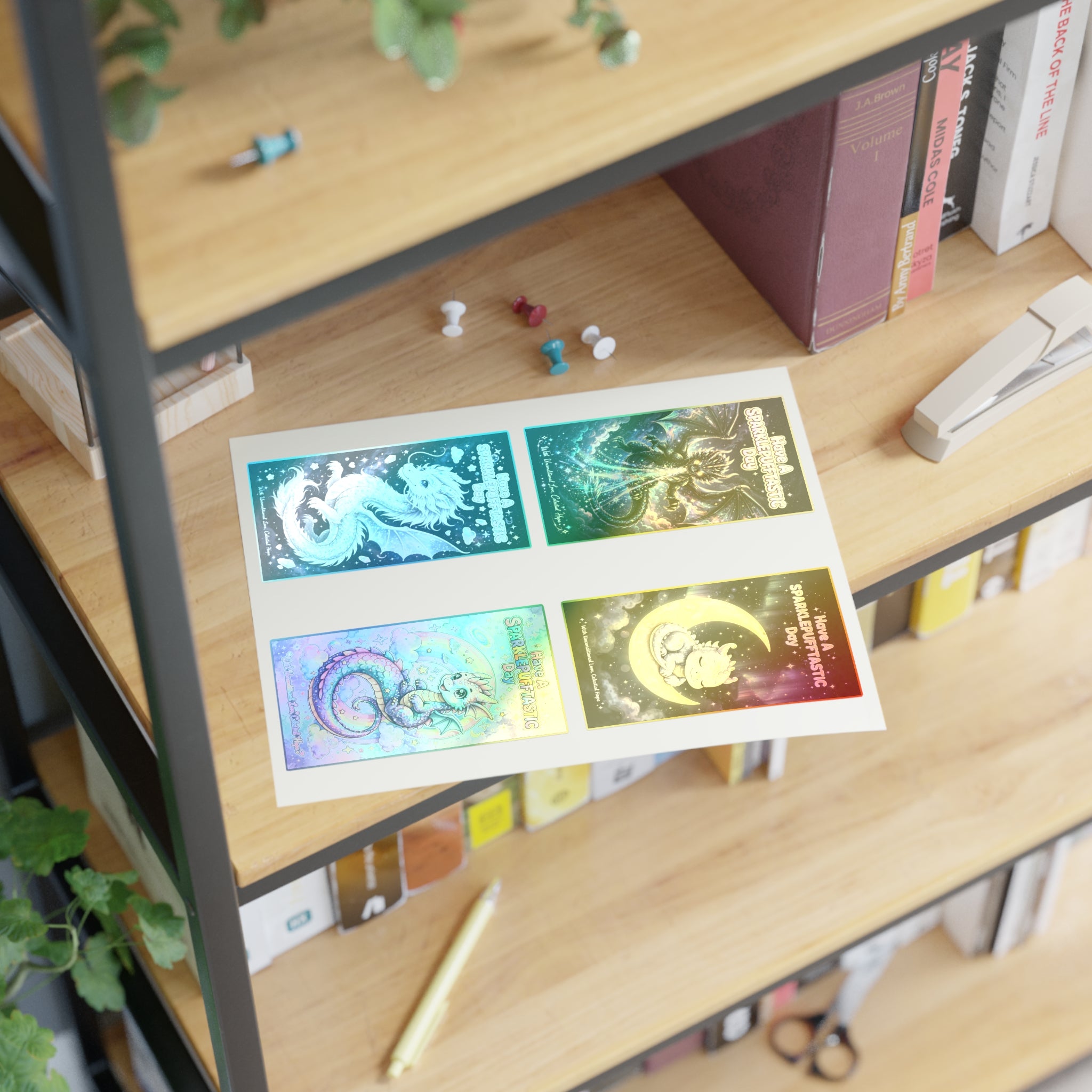 Whimsical Cosmic Dragons Sticker Sheet | Fantasy Celestial Stickers