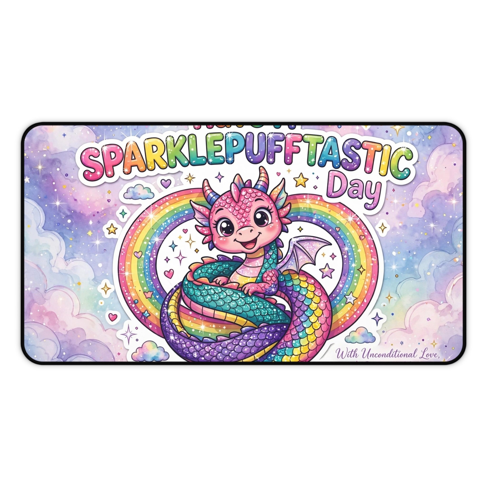 Sparklepuff Dragon Desk Mat | Rainbow Cute Mouse Pad