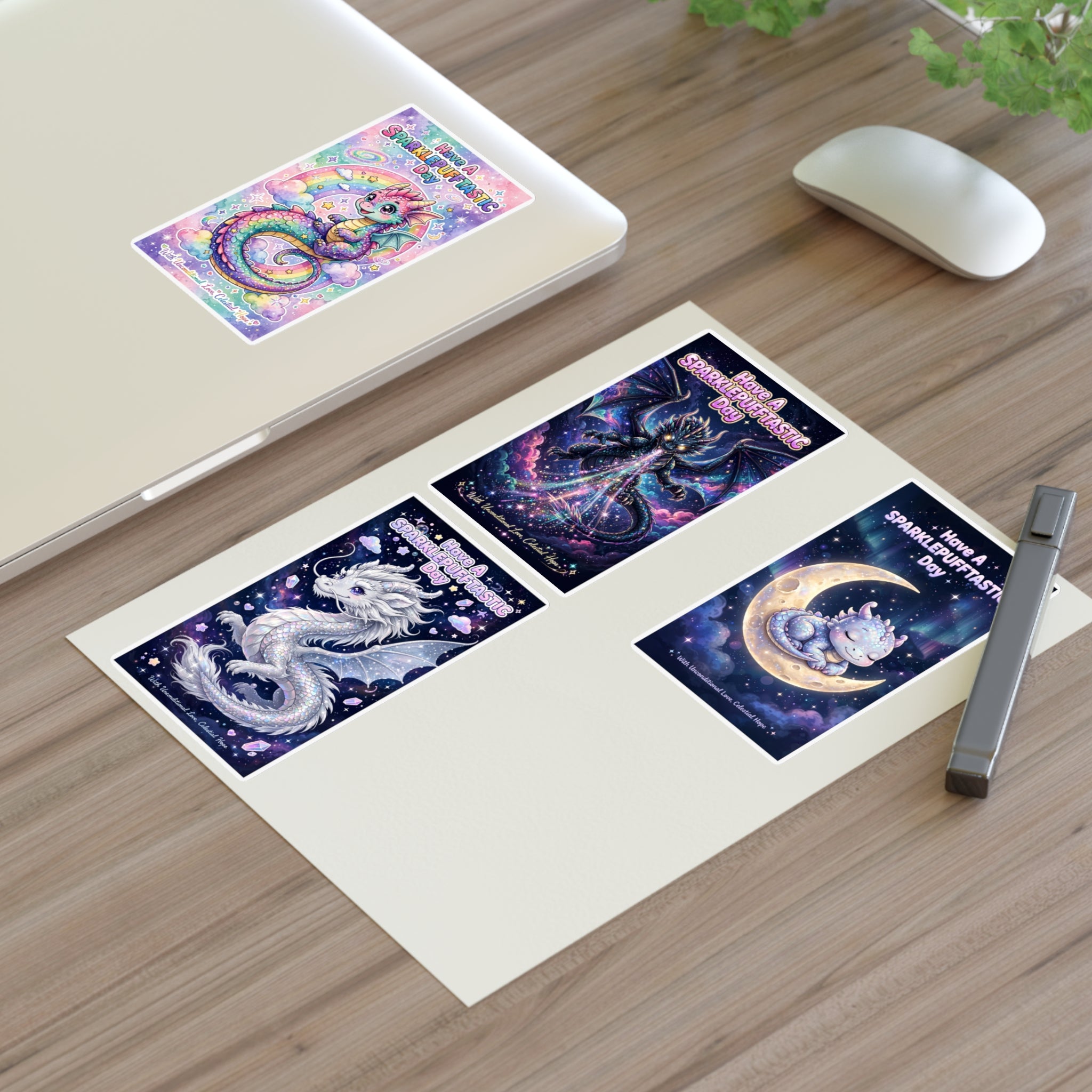 Whimsical Cosmic Dragons Sticker Sheet | Fantasy Celestial Stickers