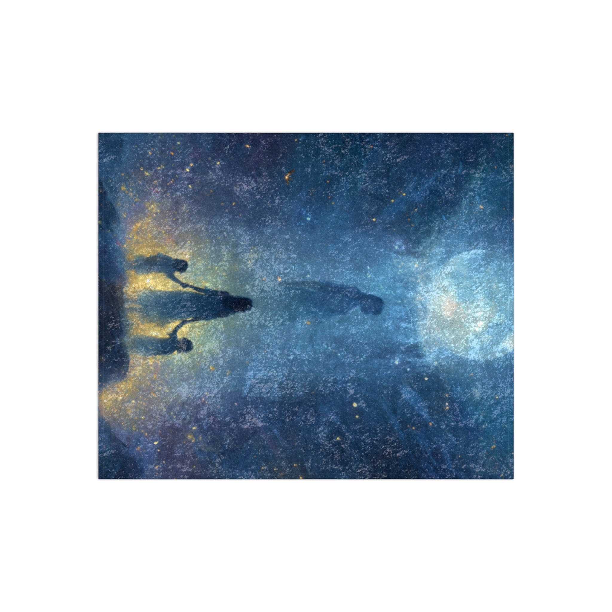 Crushed Velvet Blanket — Moonlit Family Silhouette Starry Throw
