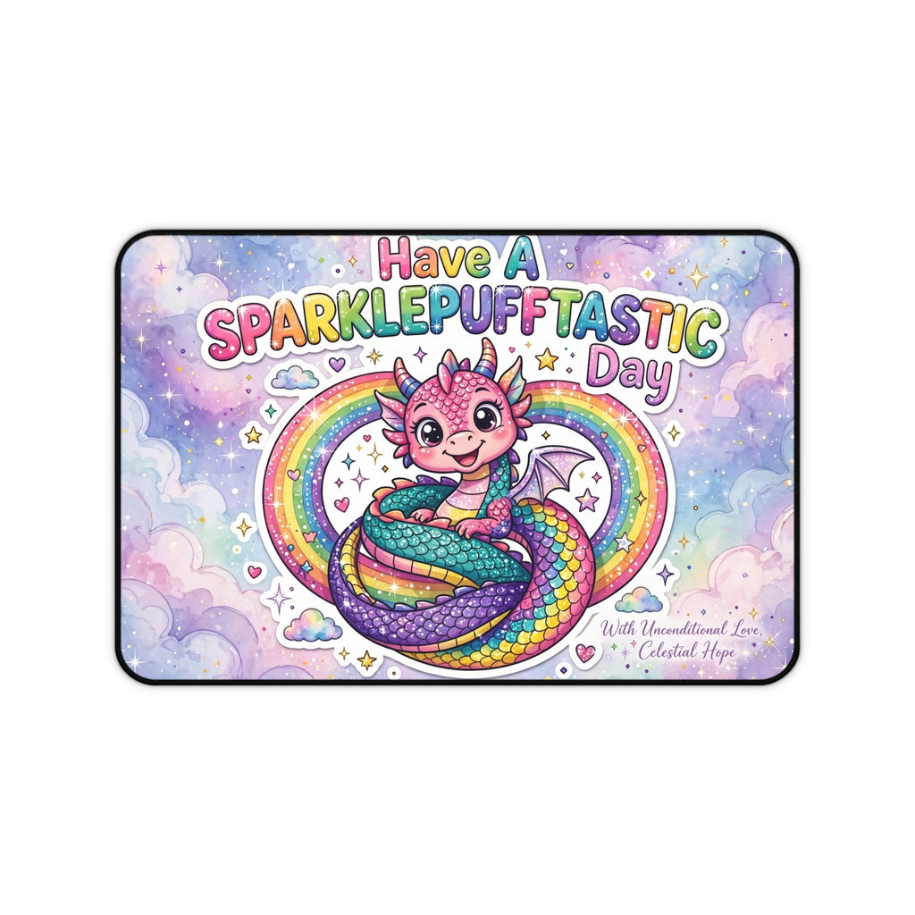 Sparklepuff Dragon Desk Mat | Rainbow Cute Mouse Pad