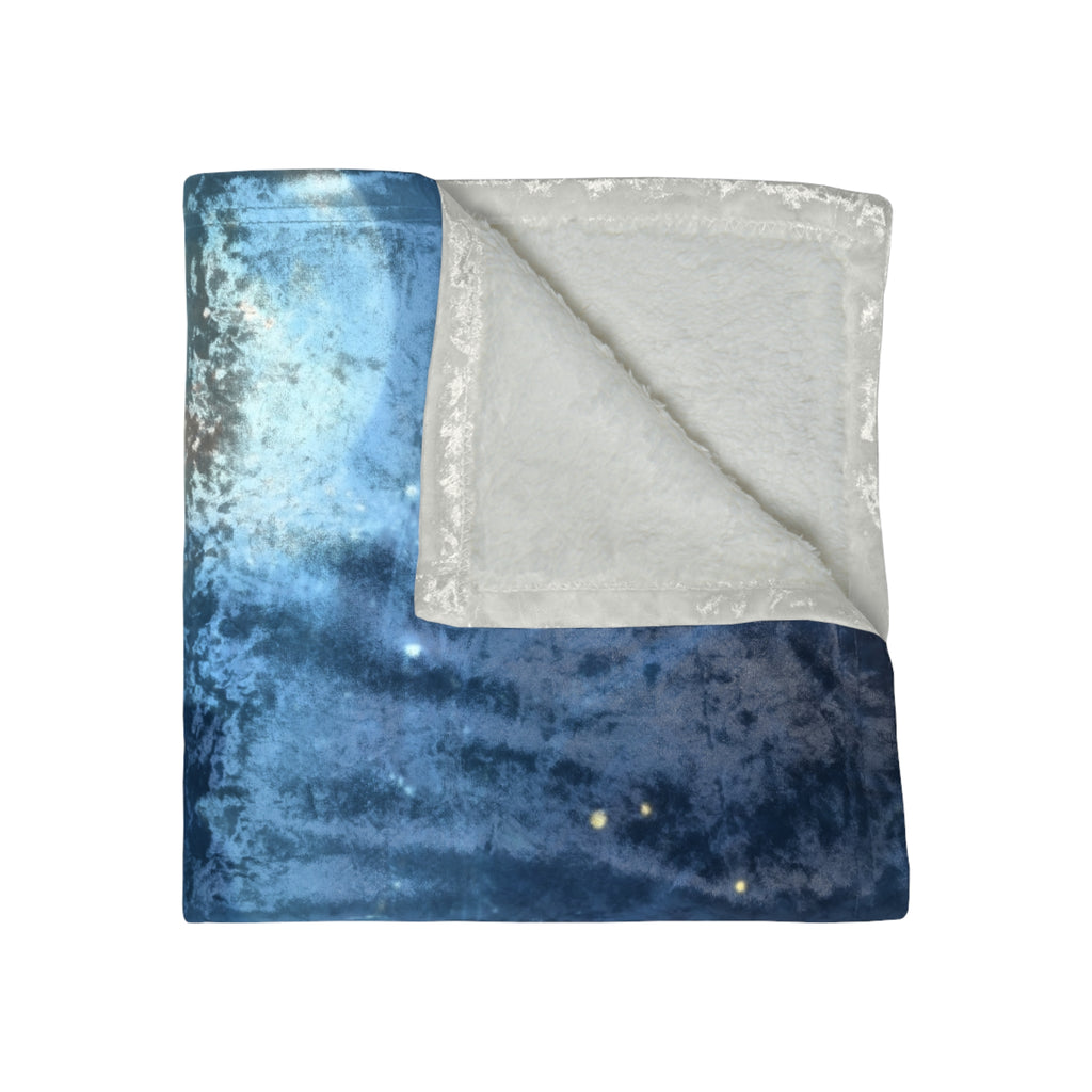 Crushed Velvet Blanket — Moonlit Family Silhouette Starry Throw