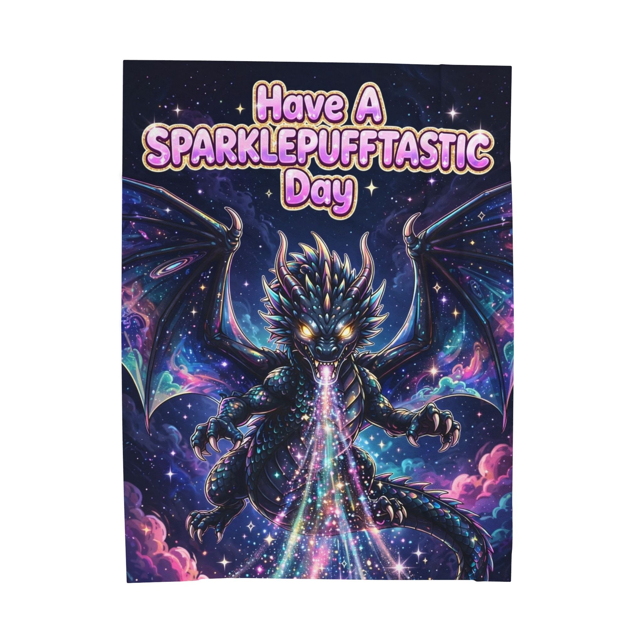 Sparklepuff Dragon Have A Sparklepufftastic Day Blanket | Velveteen Plush