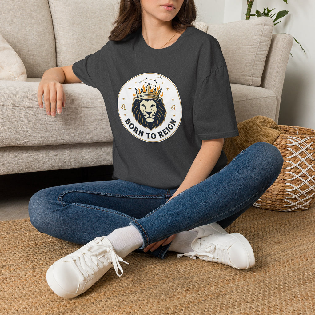 Born to Reign Lion Crown T-Shirt | Leo Zodiac Constellation Tee