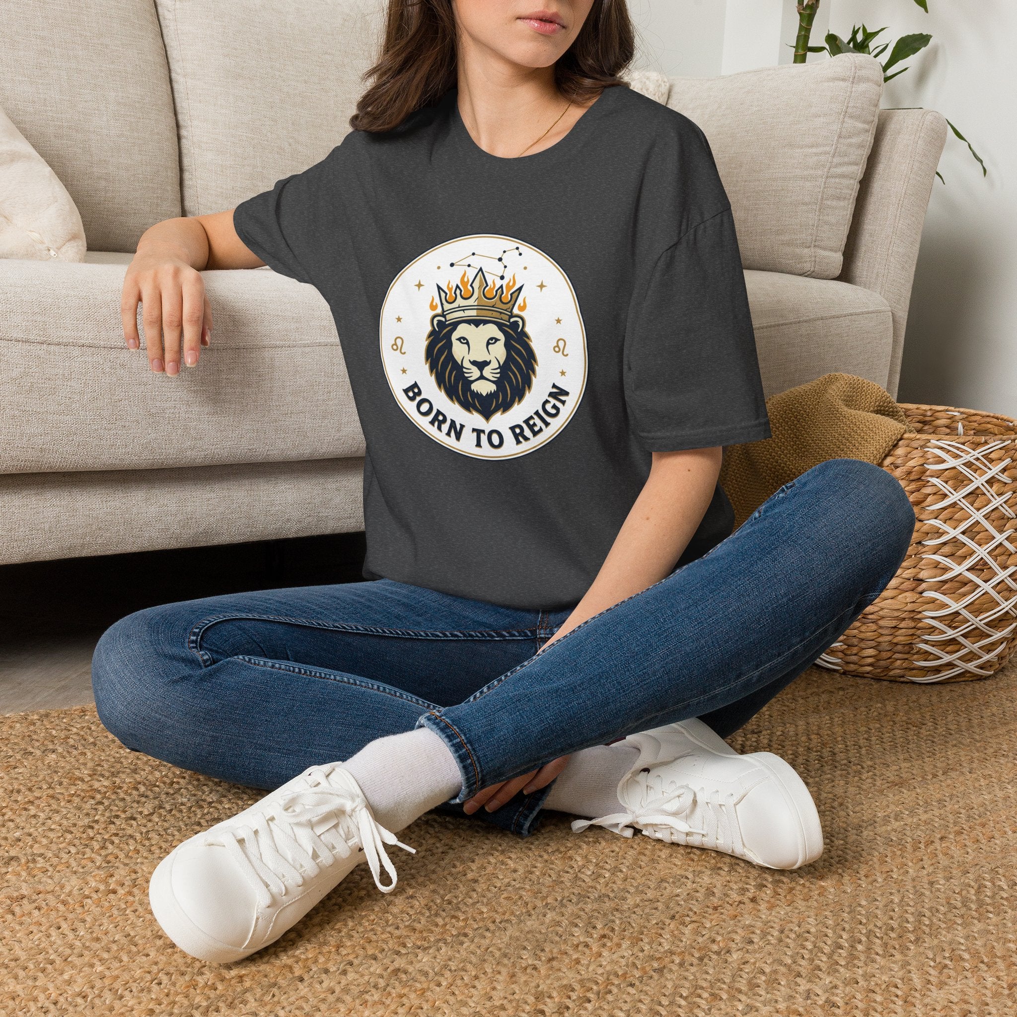 Born to Reign Lion Crown T-Shirt | Leo Zodiac Constellation Tee