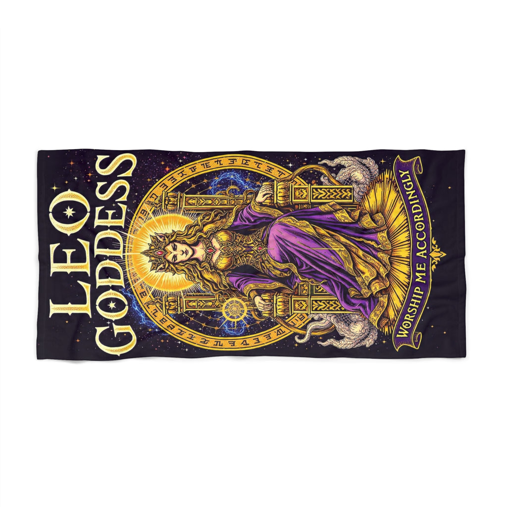 Leo Goddess Beach Towel | Zodiac Lioness Astrology Design