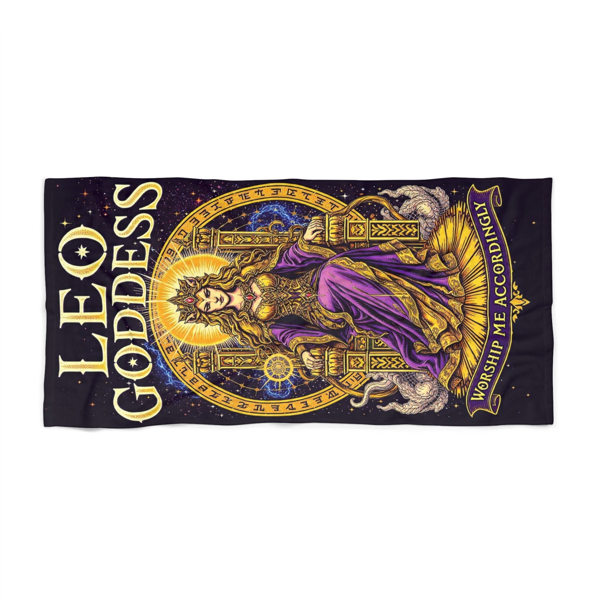 Leo Goddess Beach Towel | Zodiac Lioness Astrology Design