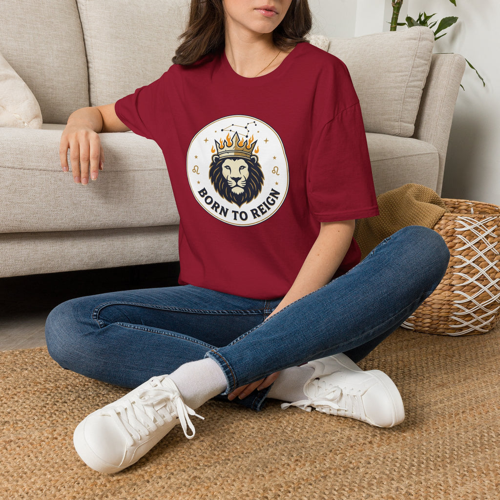 Born to Reign Lion Crown T-Shirt | Leo Zodiac Constellation Tee