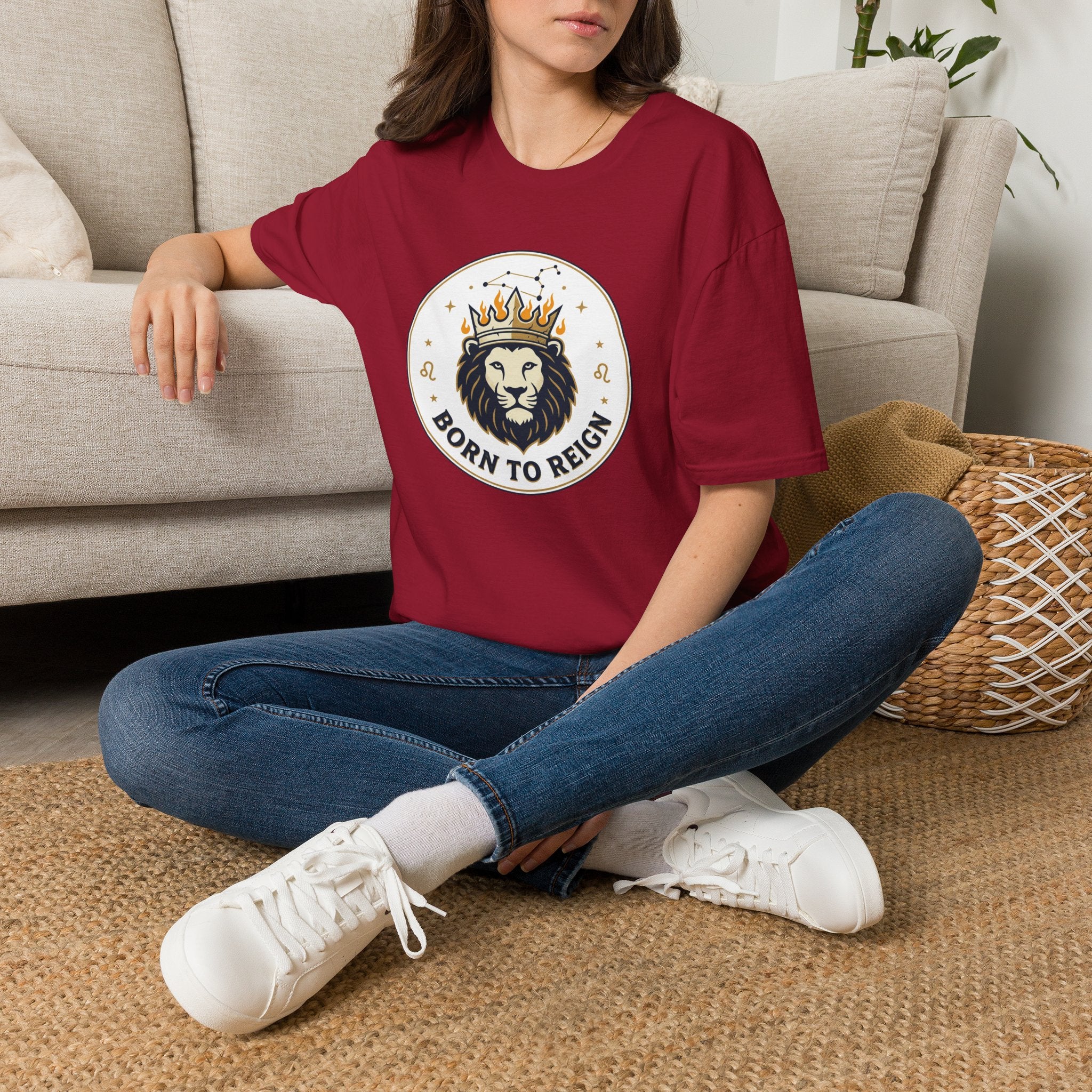 Born to Reign Lion Crown T-Shirt | Leo Zodiac Constellation Tee