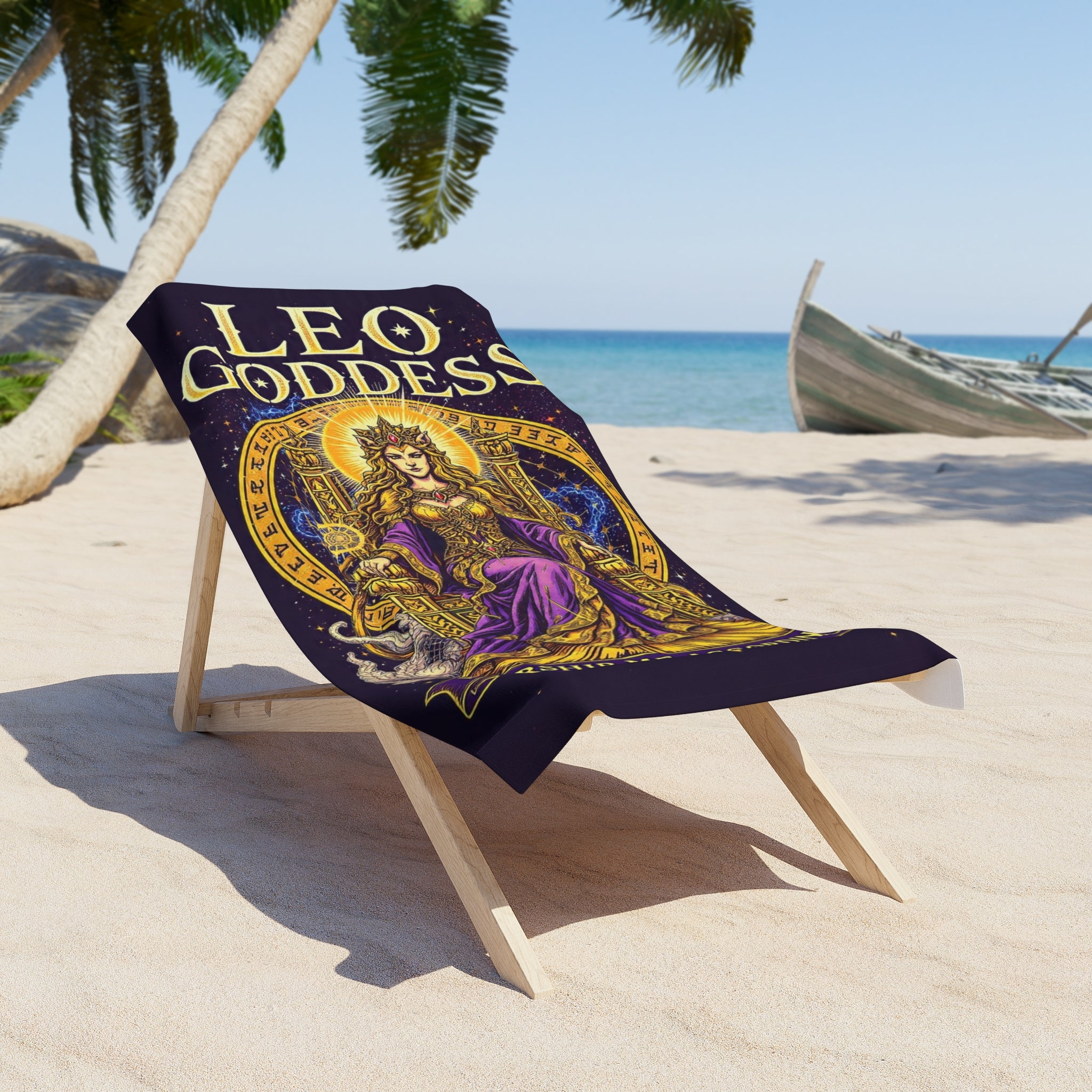 Leo Goddess Beach Towel | Zodiac Lioness Astrology Design