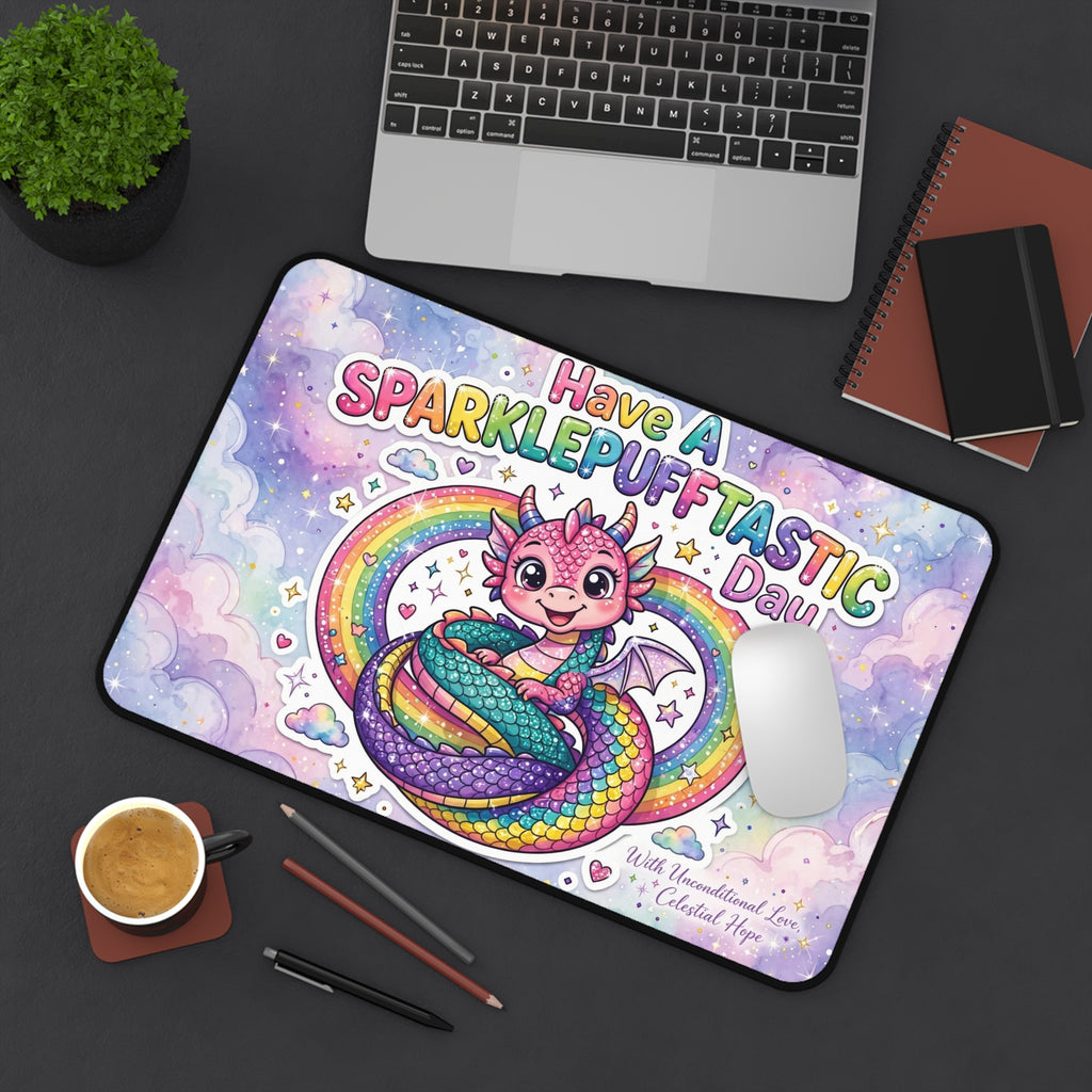 Sparklepuff Dragon Desk Mat | Rainbow Cute Mouse Pad