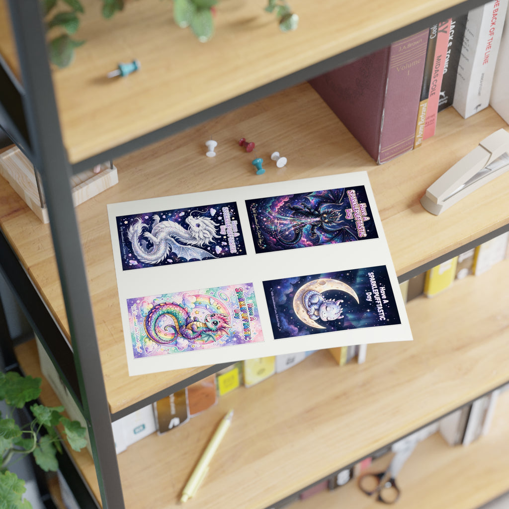 Whimsical Cosmic Dragons Sticker Sheet | Fantasy Celestial Stickers