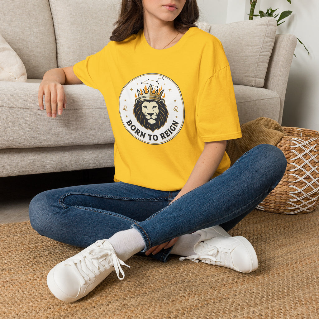 Born to Reign Lion Crown T-Shirt | Leo Zodiac Constellation Tee