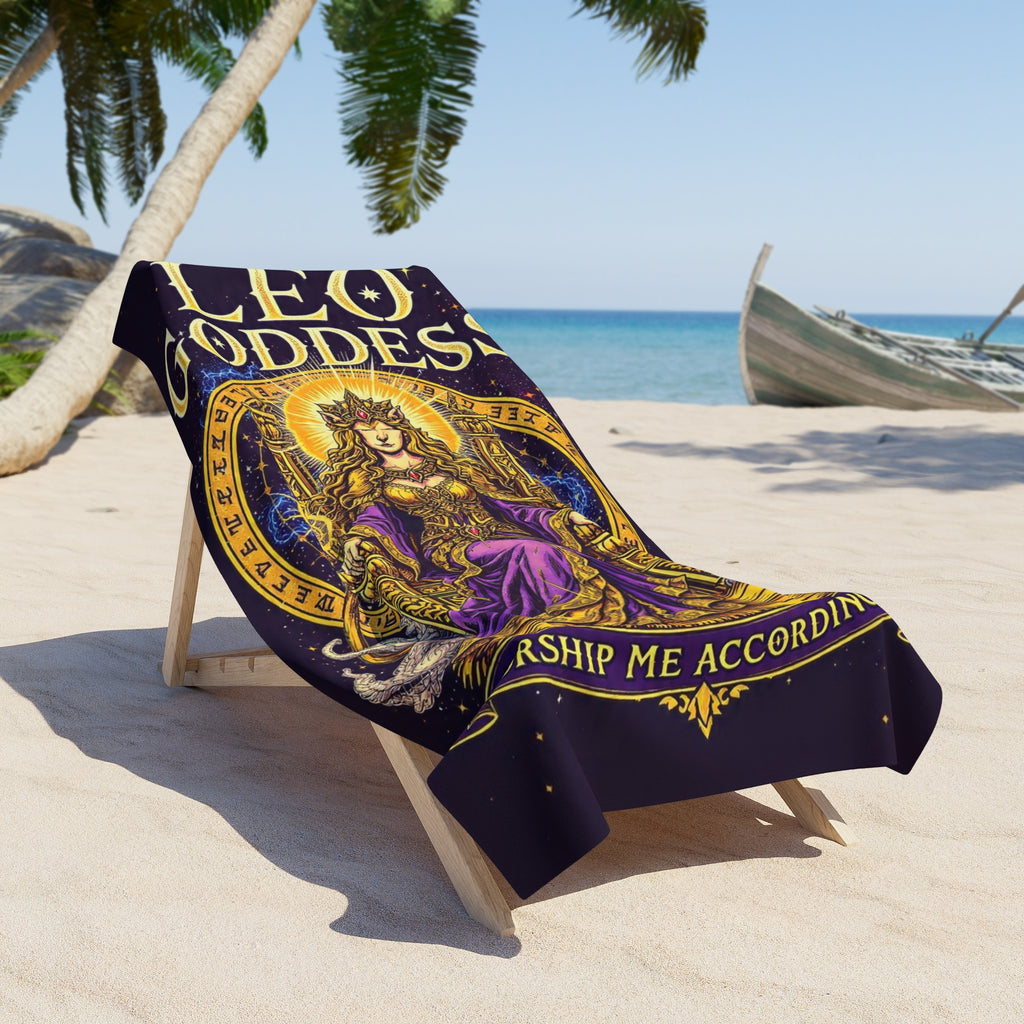 Leo Goddess Beach Towel | Zodiac Lioness Astrology Design