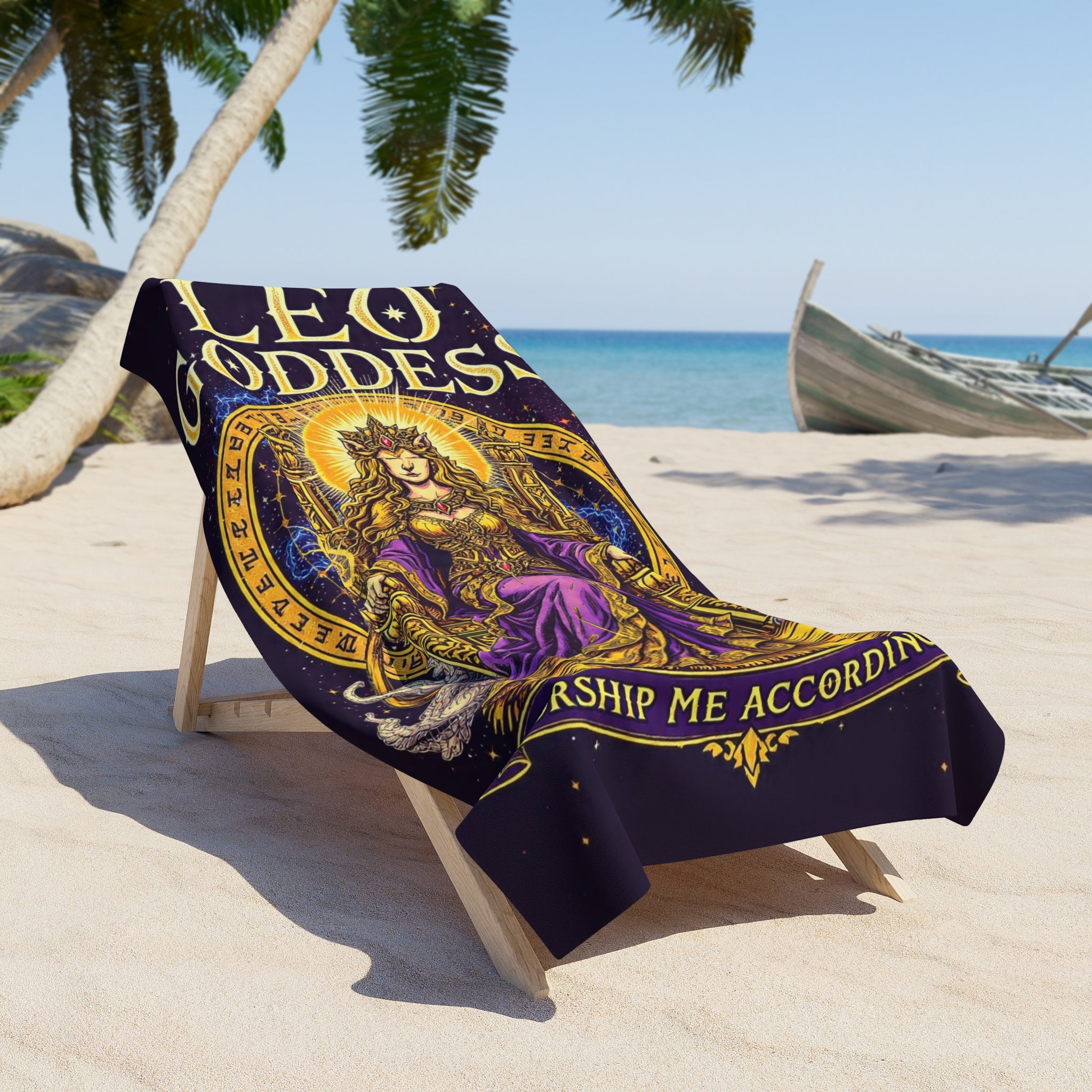 Leo Goddess Beach Towel | Zodiac Lioness Astrology Design