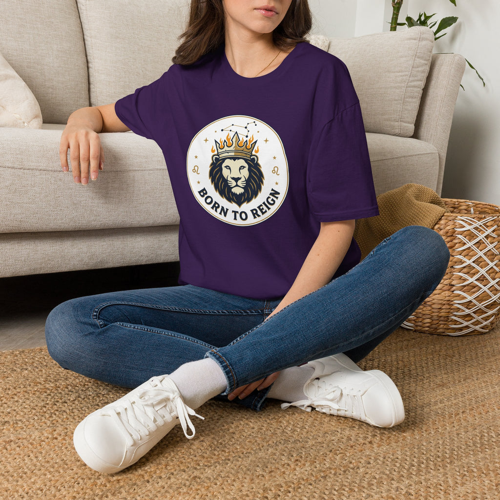 Born to Reign Lion Crown T-Shirt | Leo Zodiac Constellation Tee