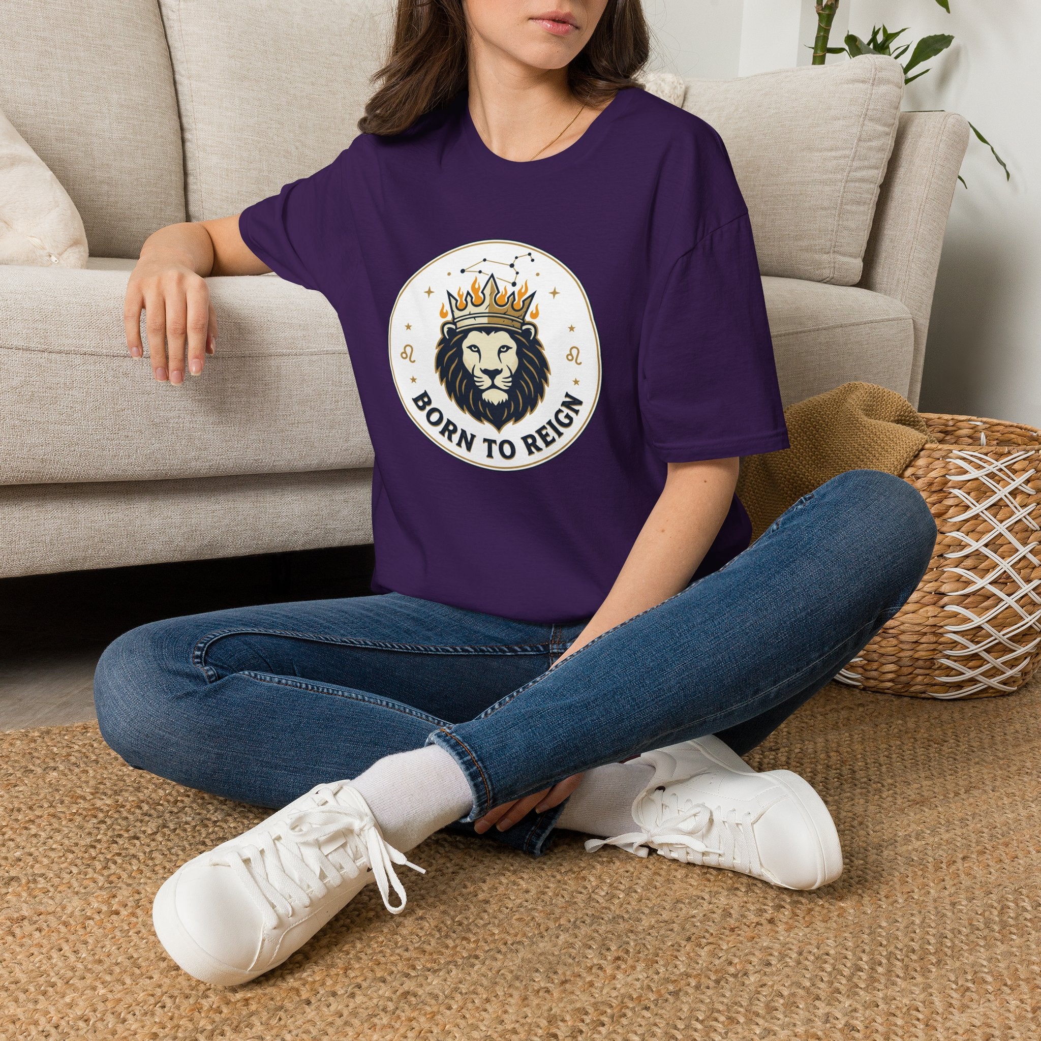 Born to Reign Lion Crown T-Shirt | Leo Zodiac Constellation Tee