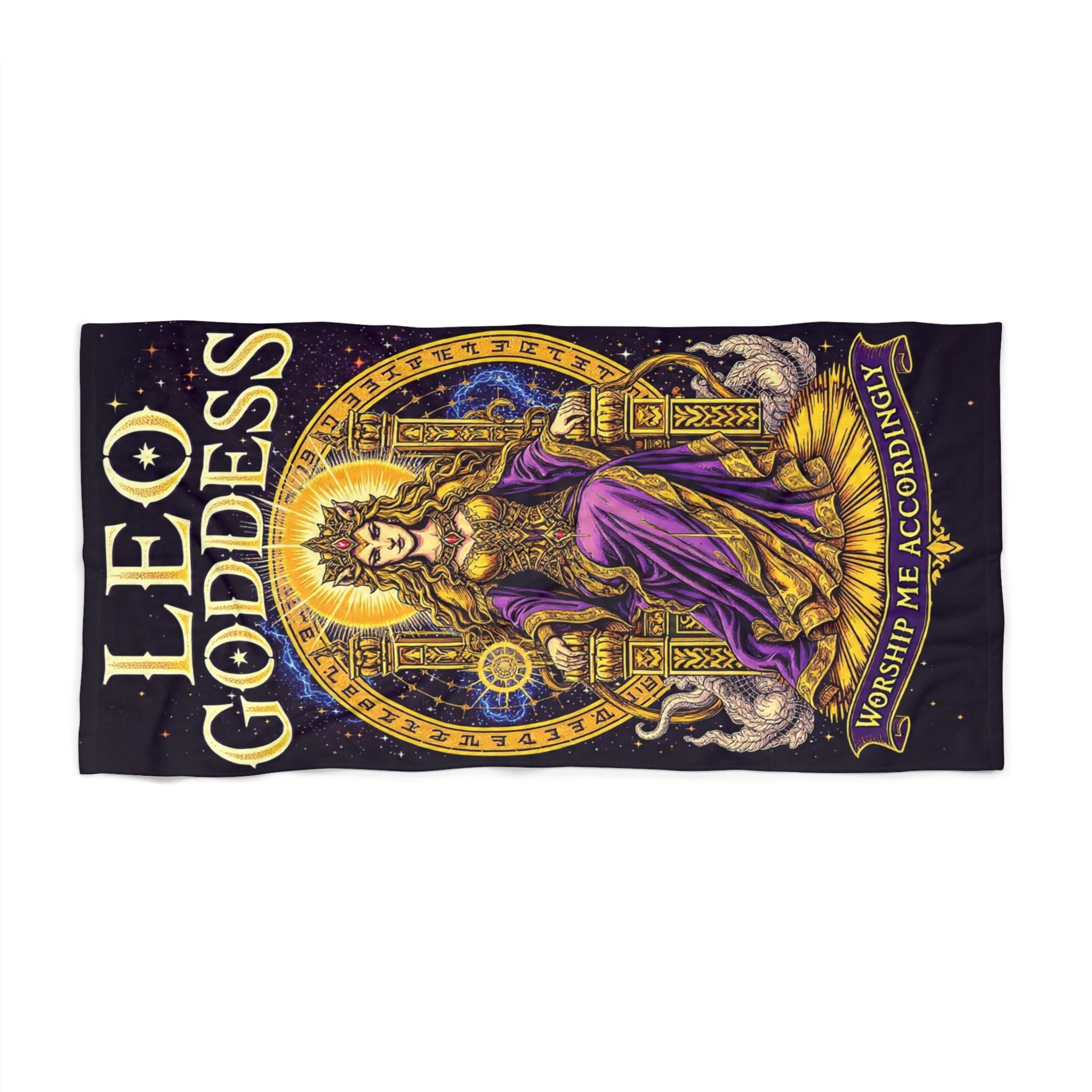 Leo Goddess Beach Towel | Zodiac Lioness Astrology Design