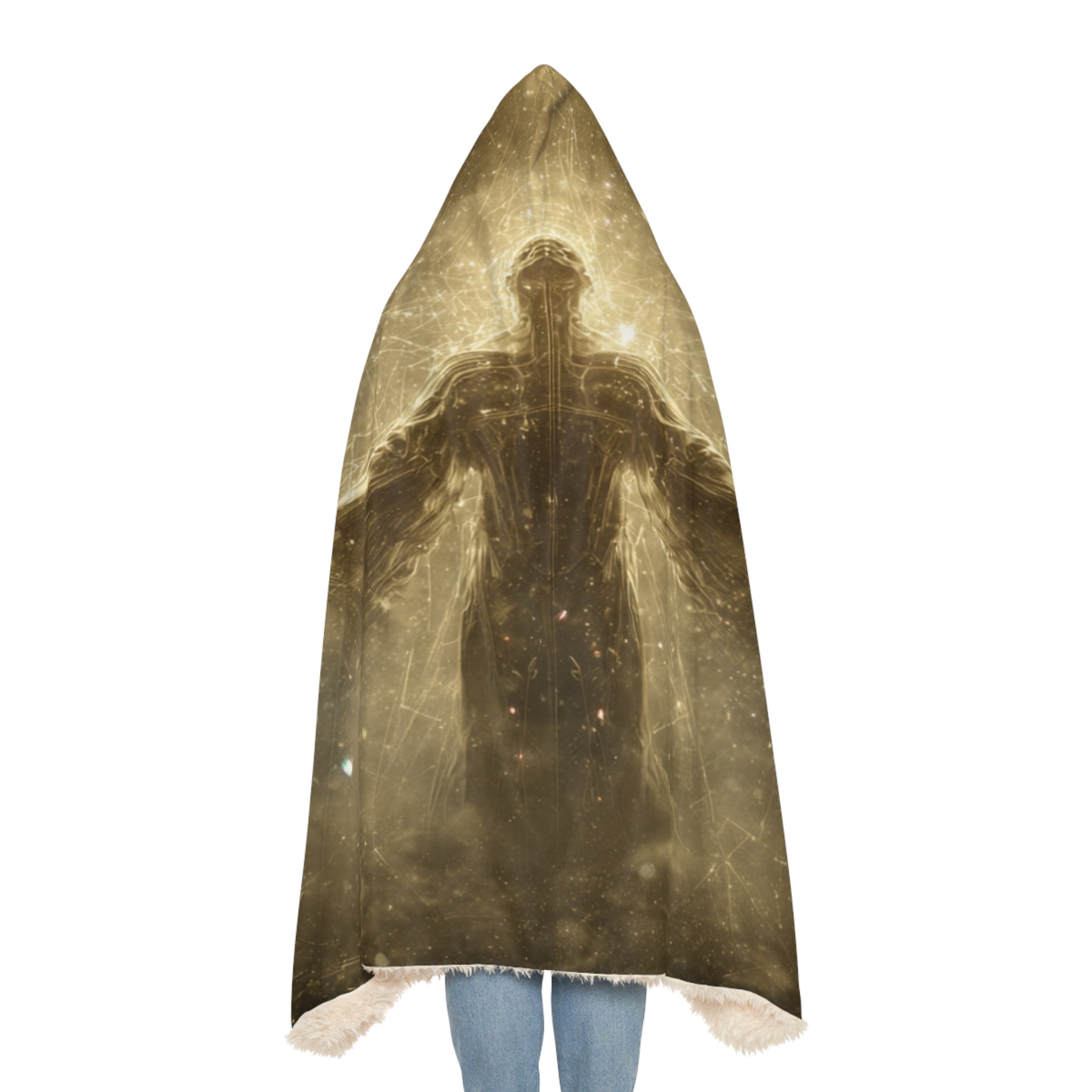 Golden Radiance Hooded Blanket – Spiritual Jesus Galaxy Snuggle Blanket
