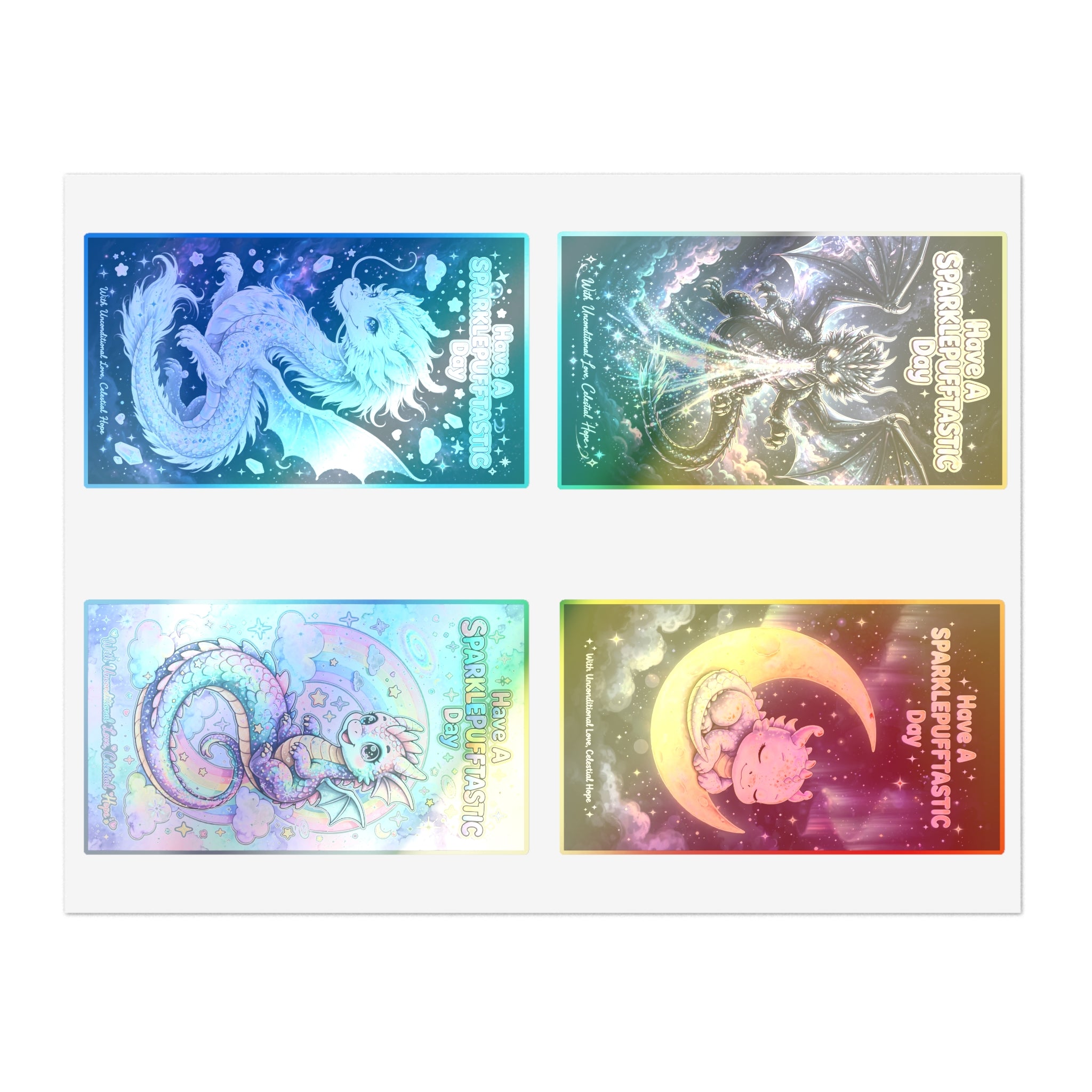 Whimsical Cosmic Dragons Sticker Sheet | Fantasy Celestial Stickers