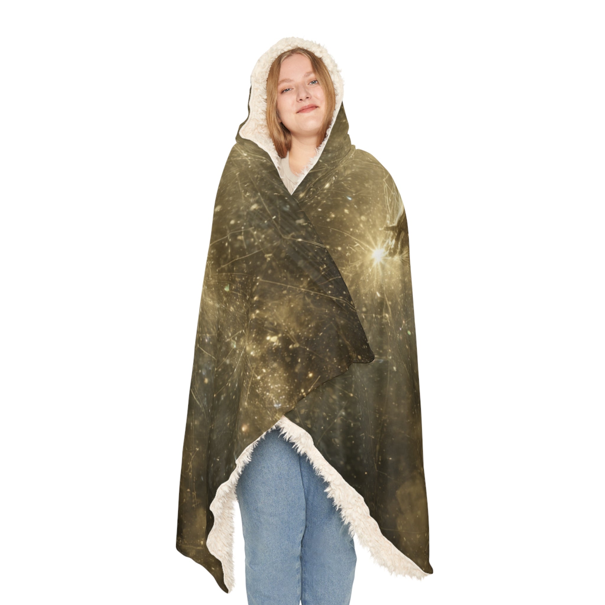 Golden Radiance Hooded Blanket – Spiritual Jesus Galaxy Snuggle Blanket