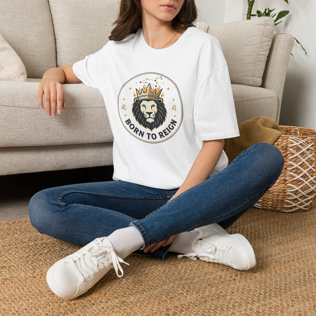 Born to Reign Lion Crown T-Shirt | Leo Zodiac Constellation Tee