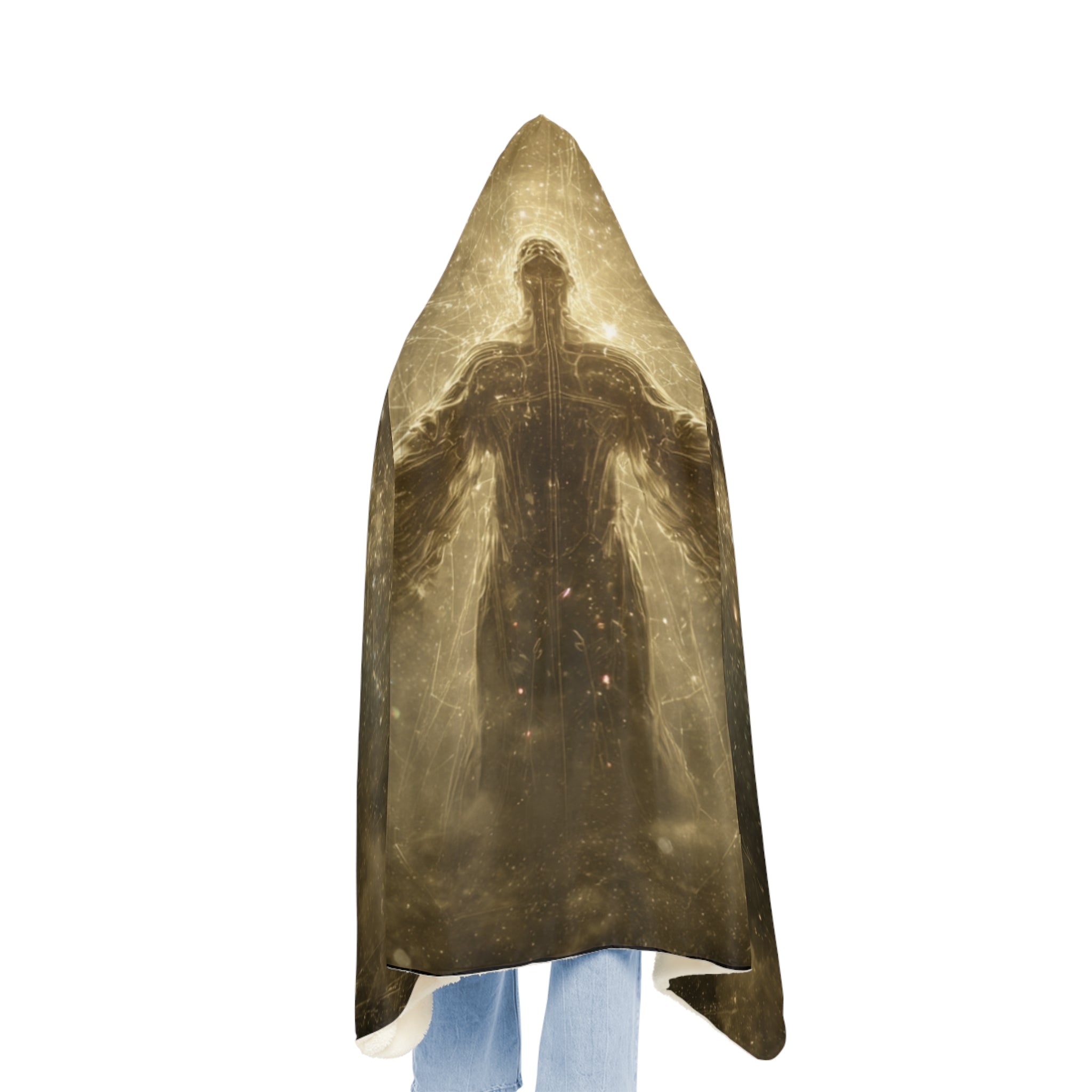 Golden Radiance Hooded Blanket – Spiritual Jesus Galaxy Snuggle Blanket