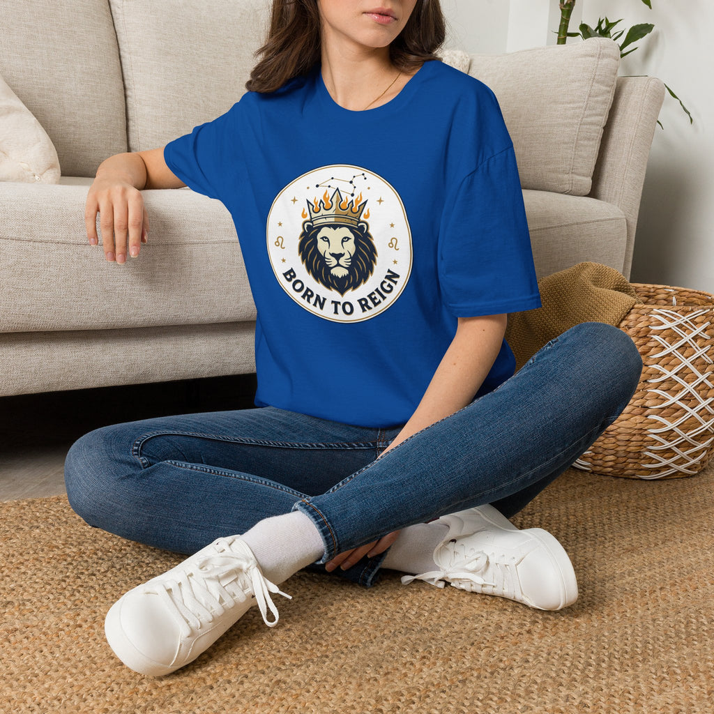 Born to Reign Lion Crown T-Shirt | Leo Zodiac Constellation Tee