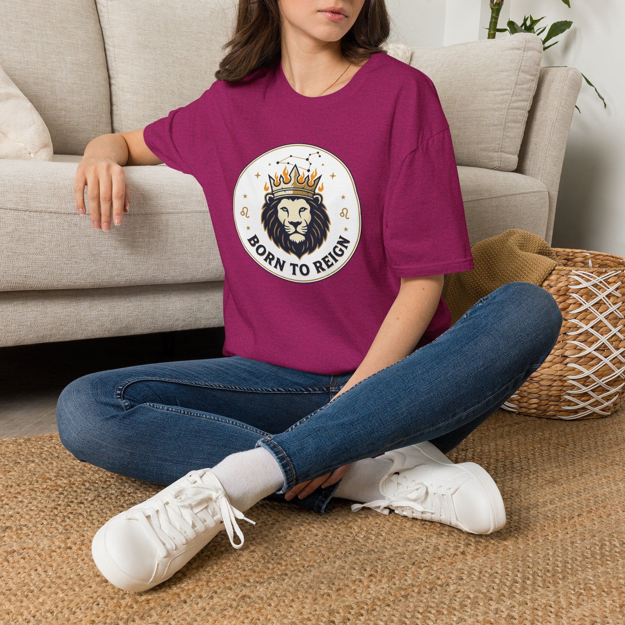 Born to Reign Lion Crown T-Shirt | Leo Zodiac Constellation Tee