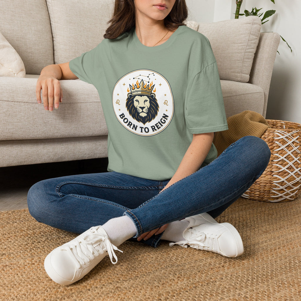 Born to Reign Lion Crown T-Shirt | Leo Zodiac Constellation Tee
