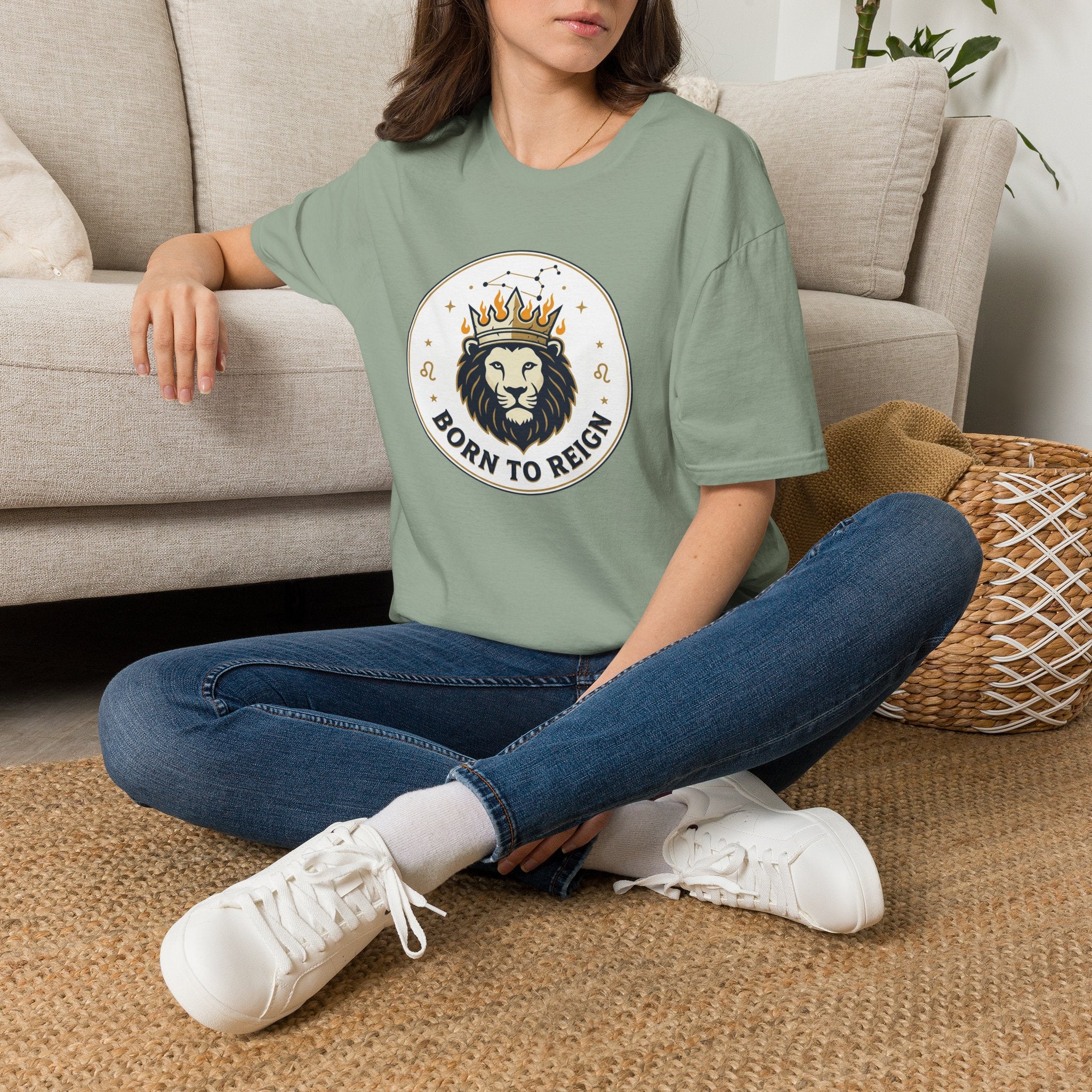 Born to Reign Lion Crown T-Shirt | Leo Zodiac Constellation Tee